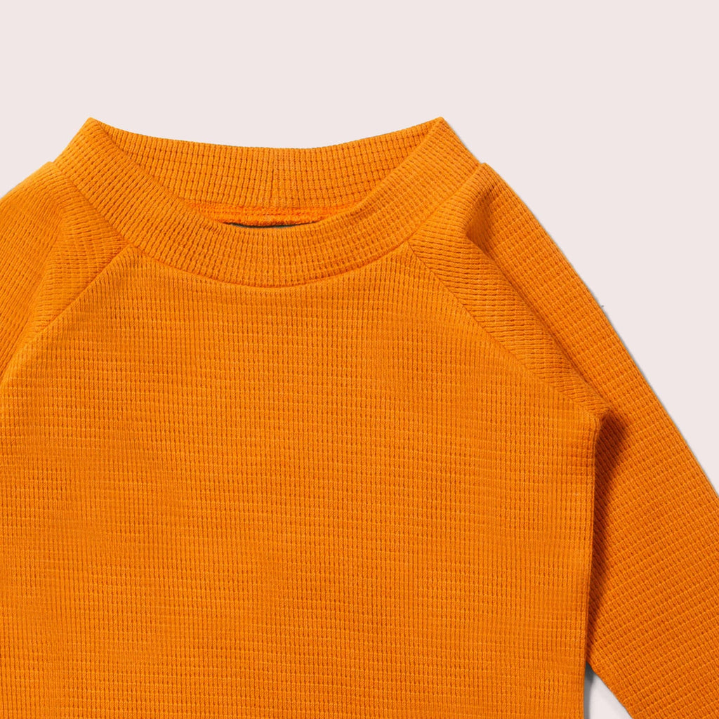 Waffle Long Sleeve Cosy Top in Golden Ochre