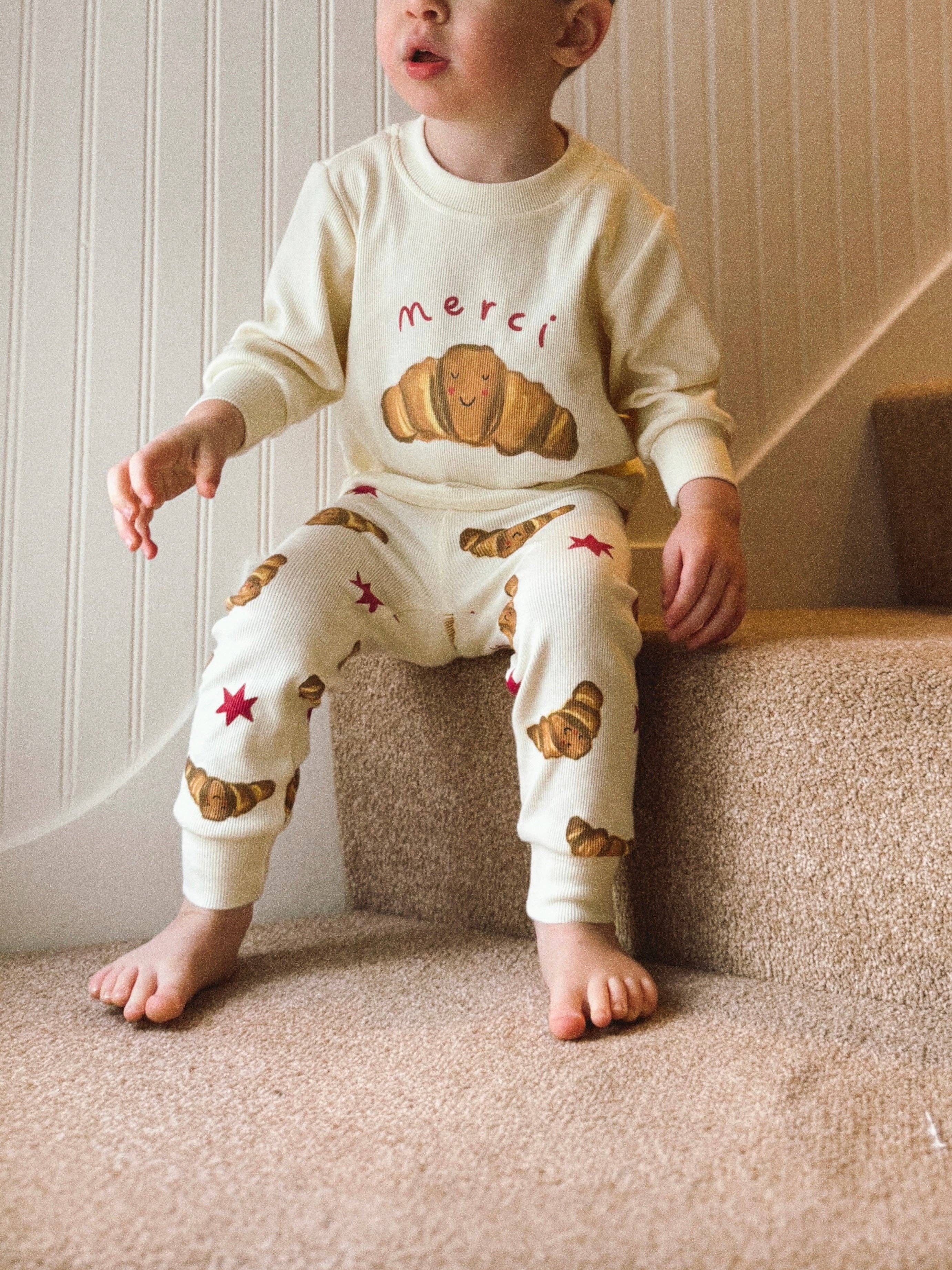 Kids Pyjamas - Merci Croissants Print