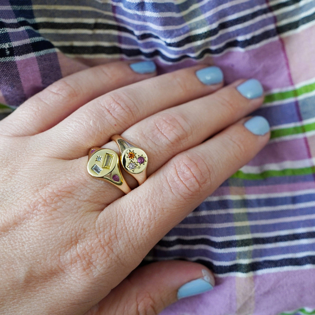 Multi-Stone Jewelled Adjustable Signet Ring