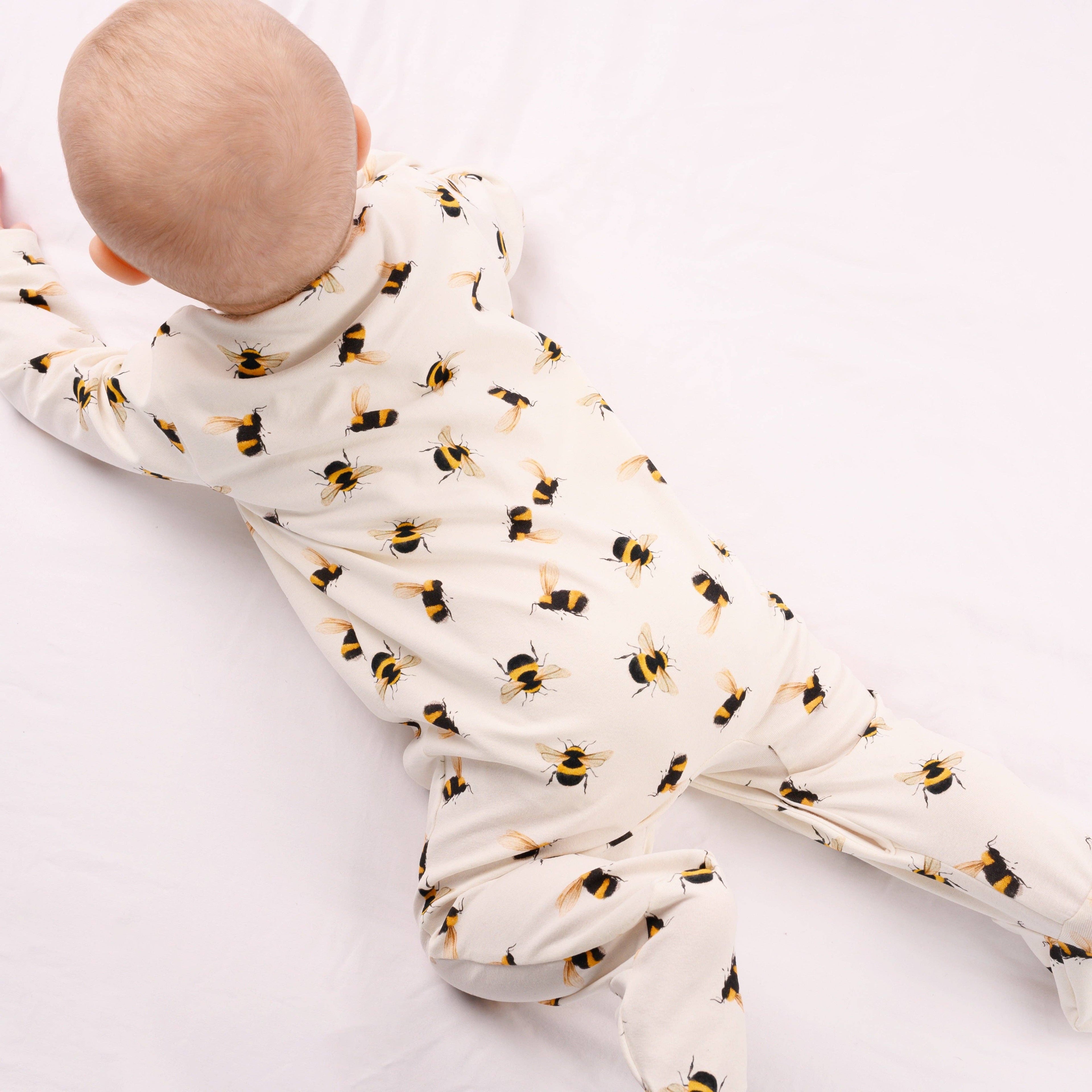 Baby Cotton Sleepsuit – Bee Print