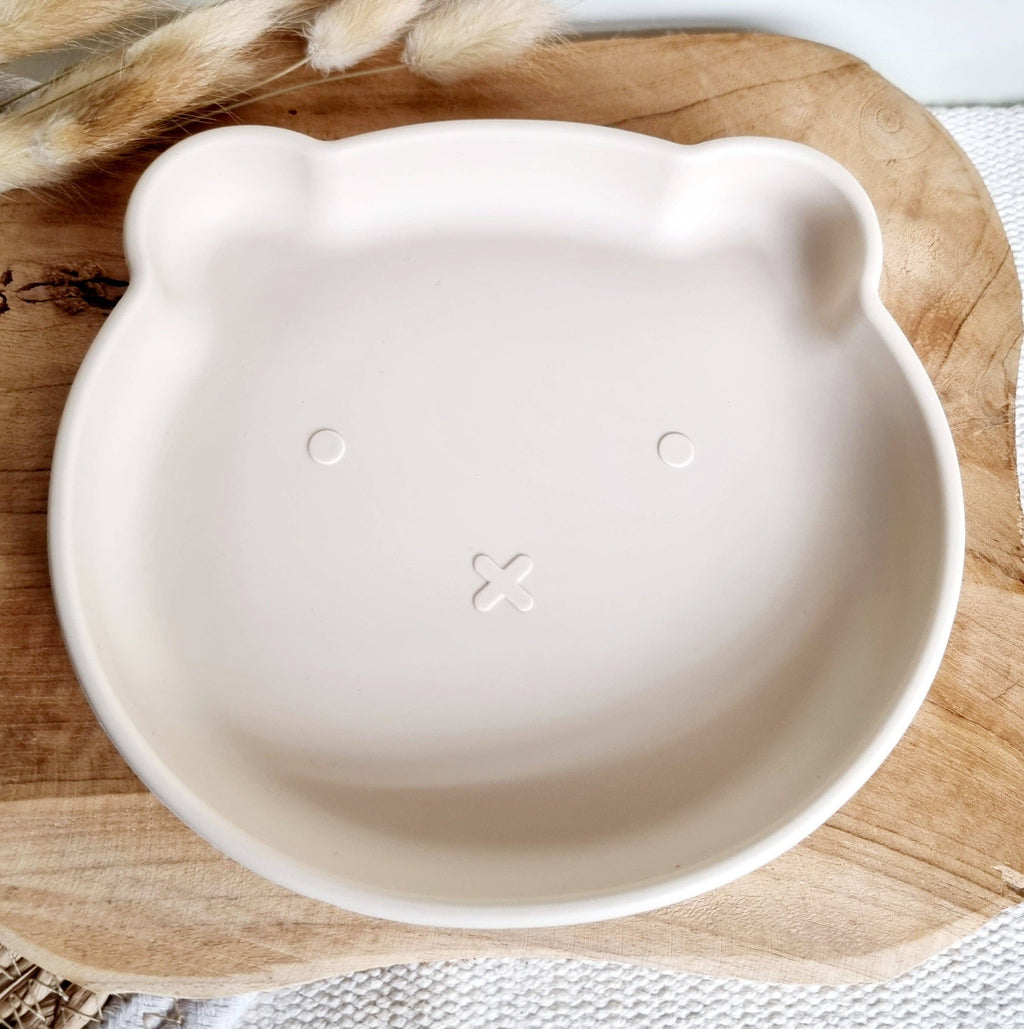 Silicone Bear Plate - Beige