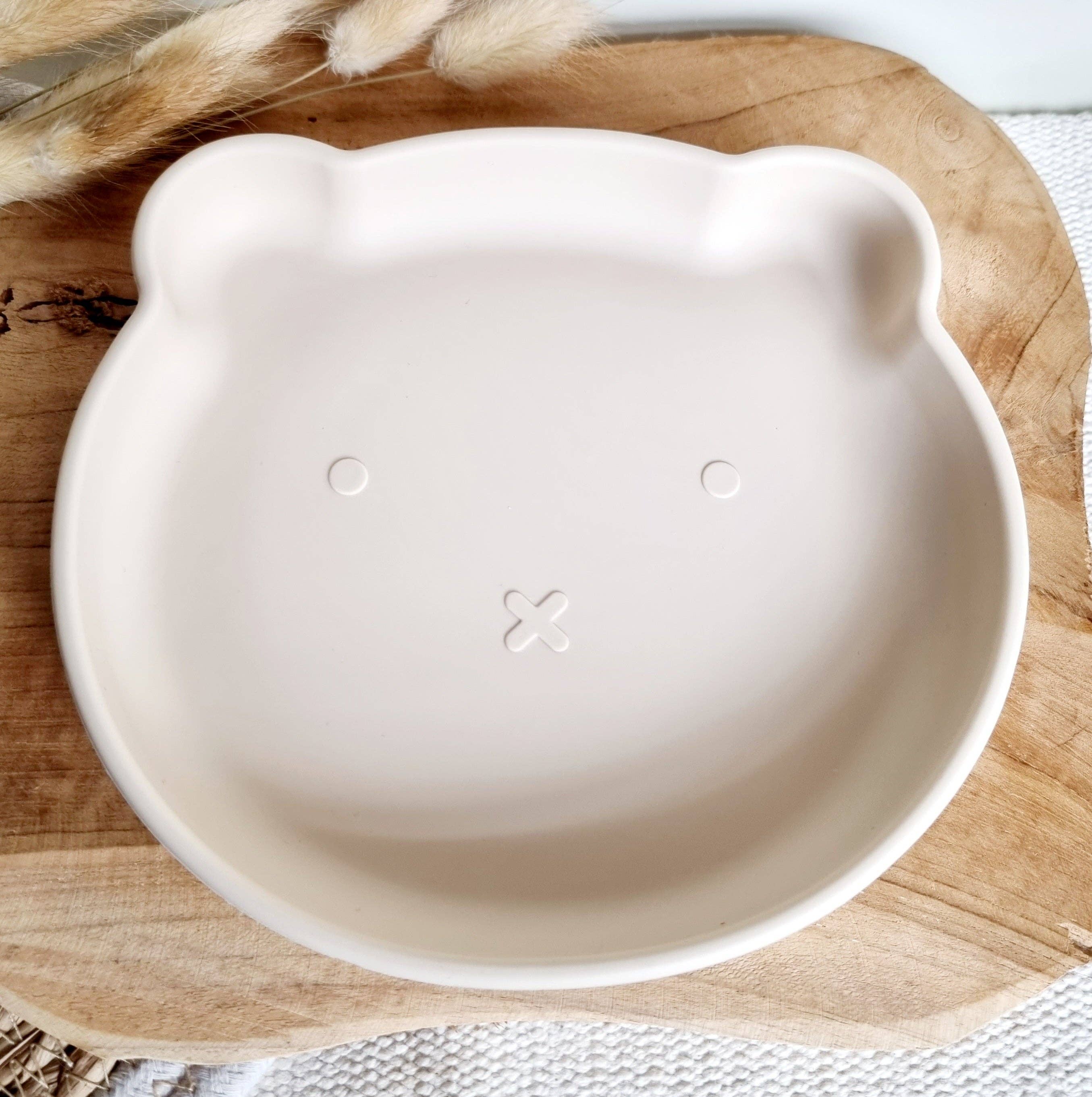 Silicone Bear Plate - Beige