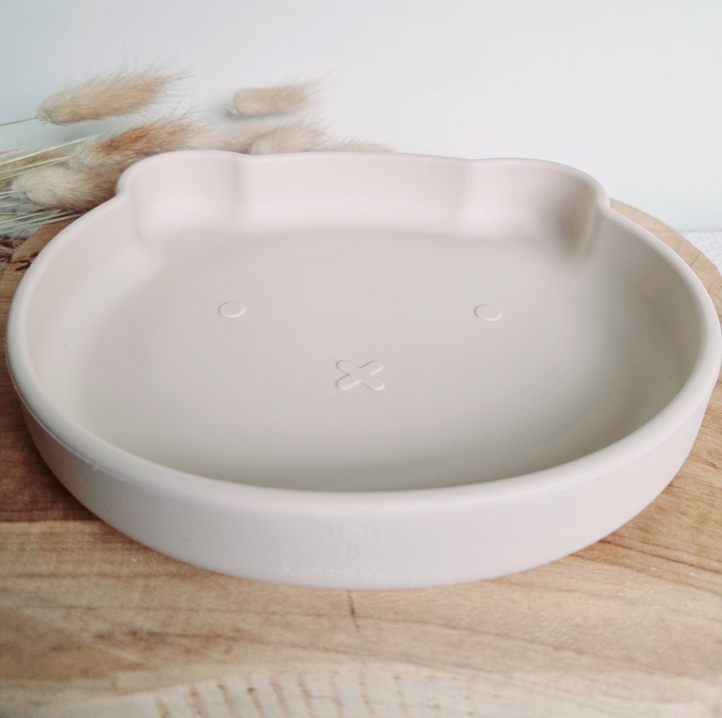 Silicone Bear Plate - Beige