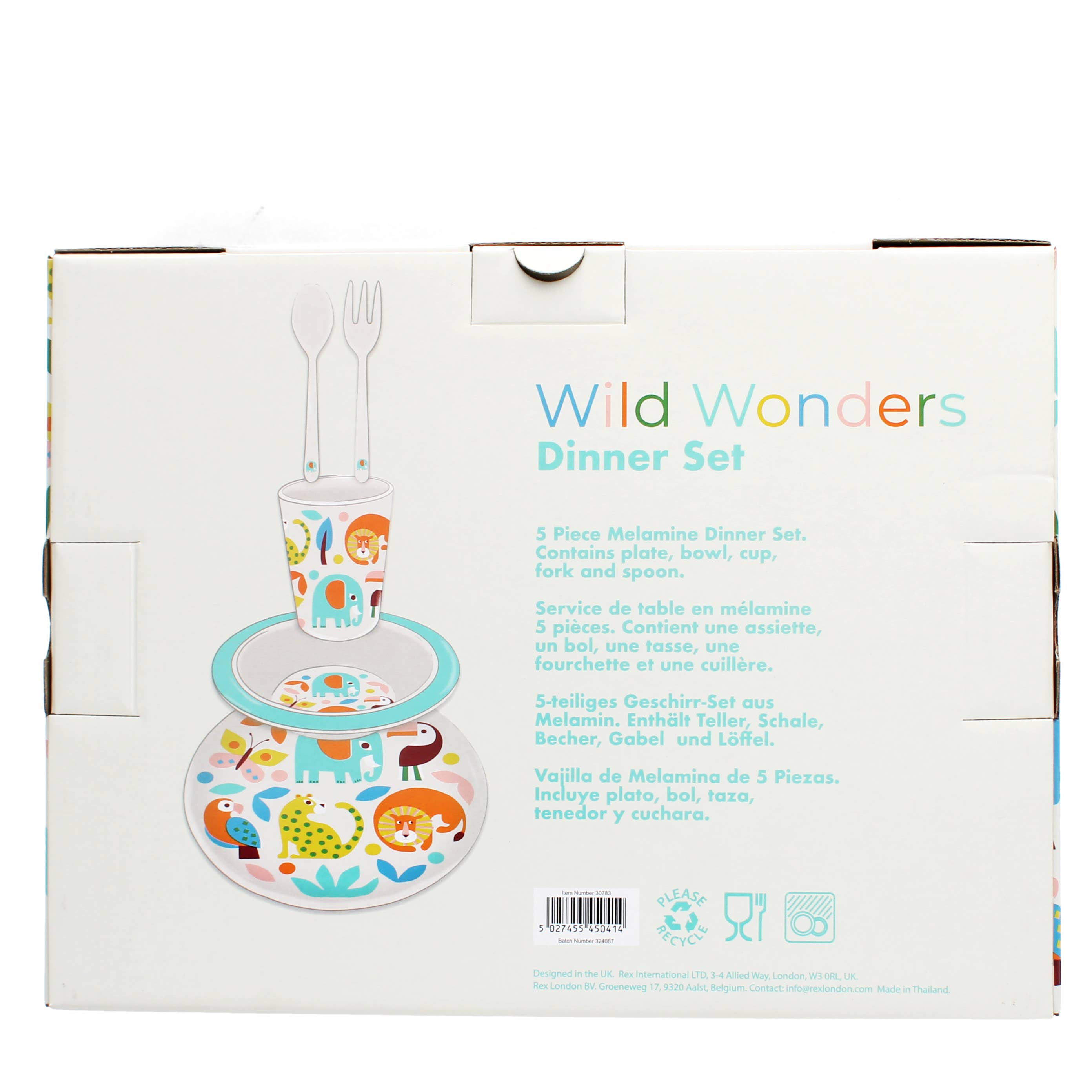 Melamine Dinner 5 Piece Dinner Set - Wild Wonders