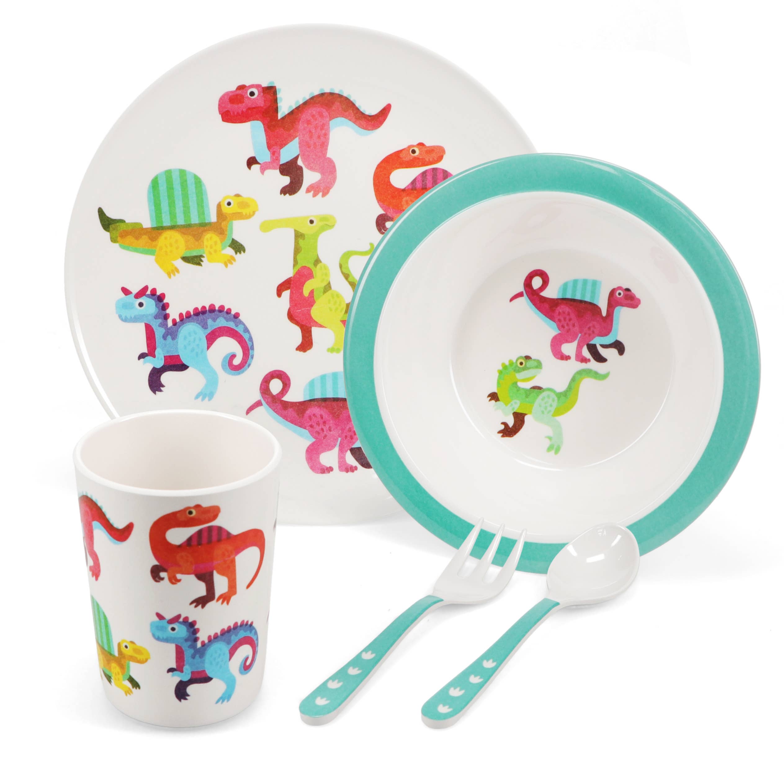 Melamine Dinner 5 Piece Dinner Set - Baby Dinos