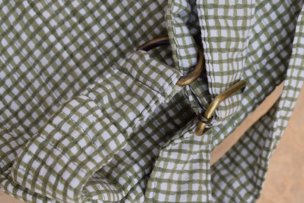 Organic Cotton Bum Bag - Check - Fern