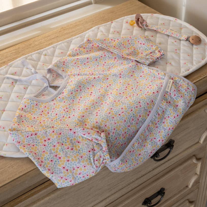Organic Cotton Sleeved Bib -  Wildflower Garden