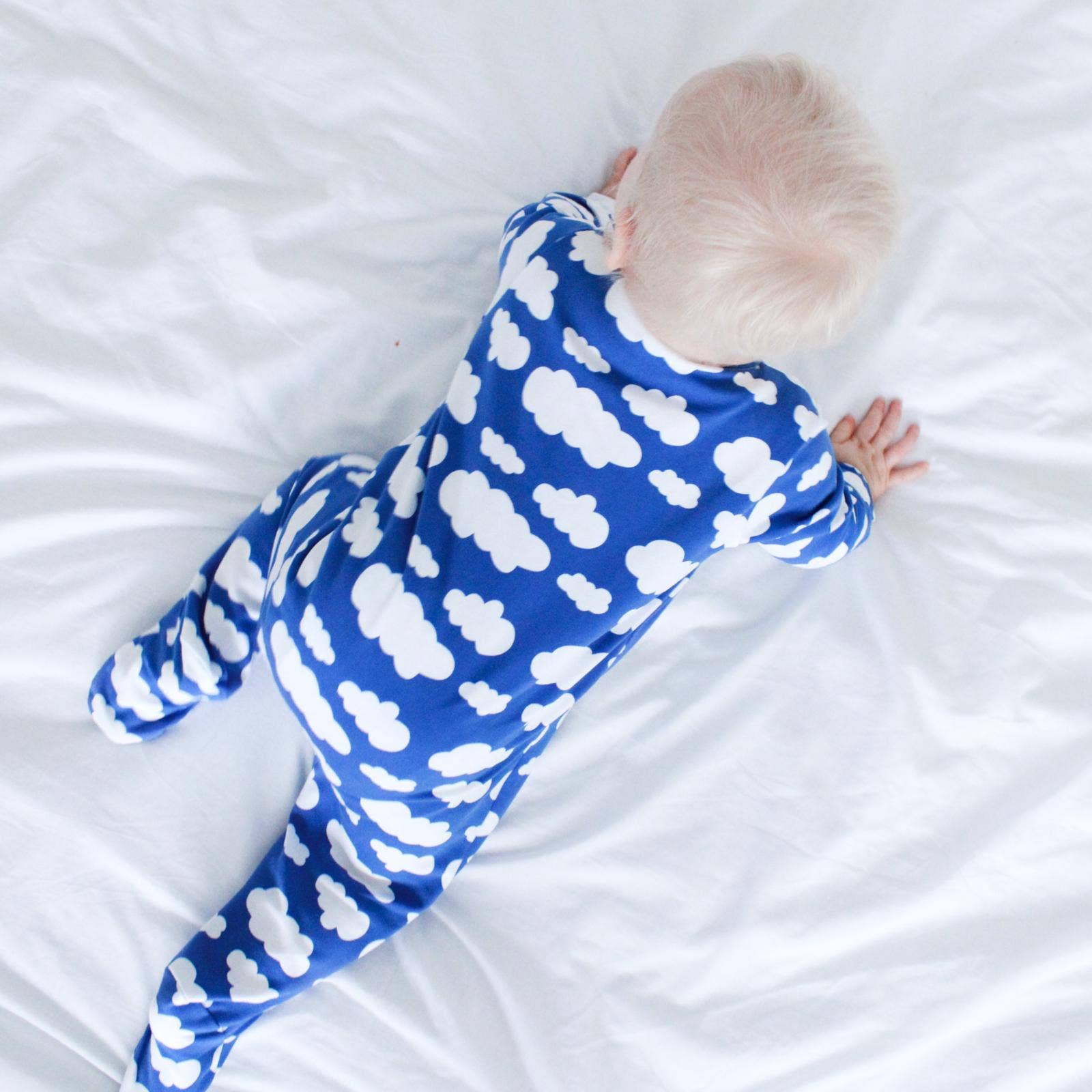 Baby Cotton Sleepsuit – Blue Cloud Print