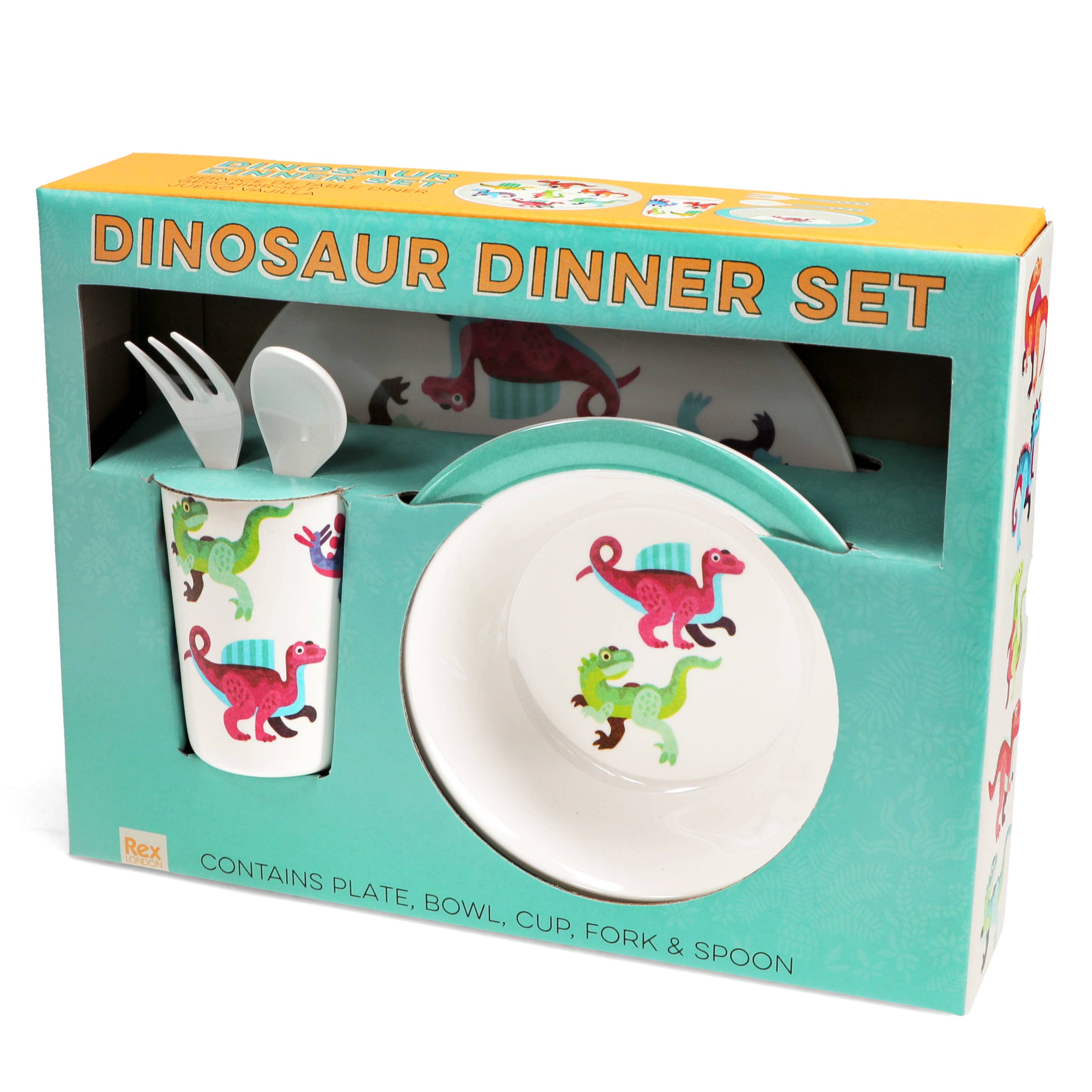 Melamine Dinner 5 Piece Dinner Set - Baby Dinos