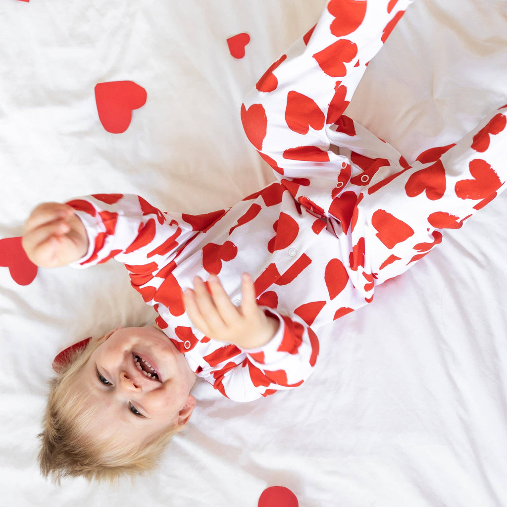 Baby Cotton Sleepsuit - Love Heart Print