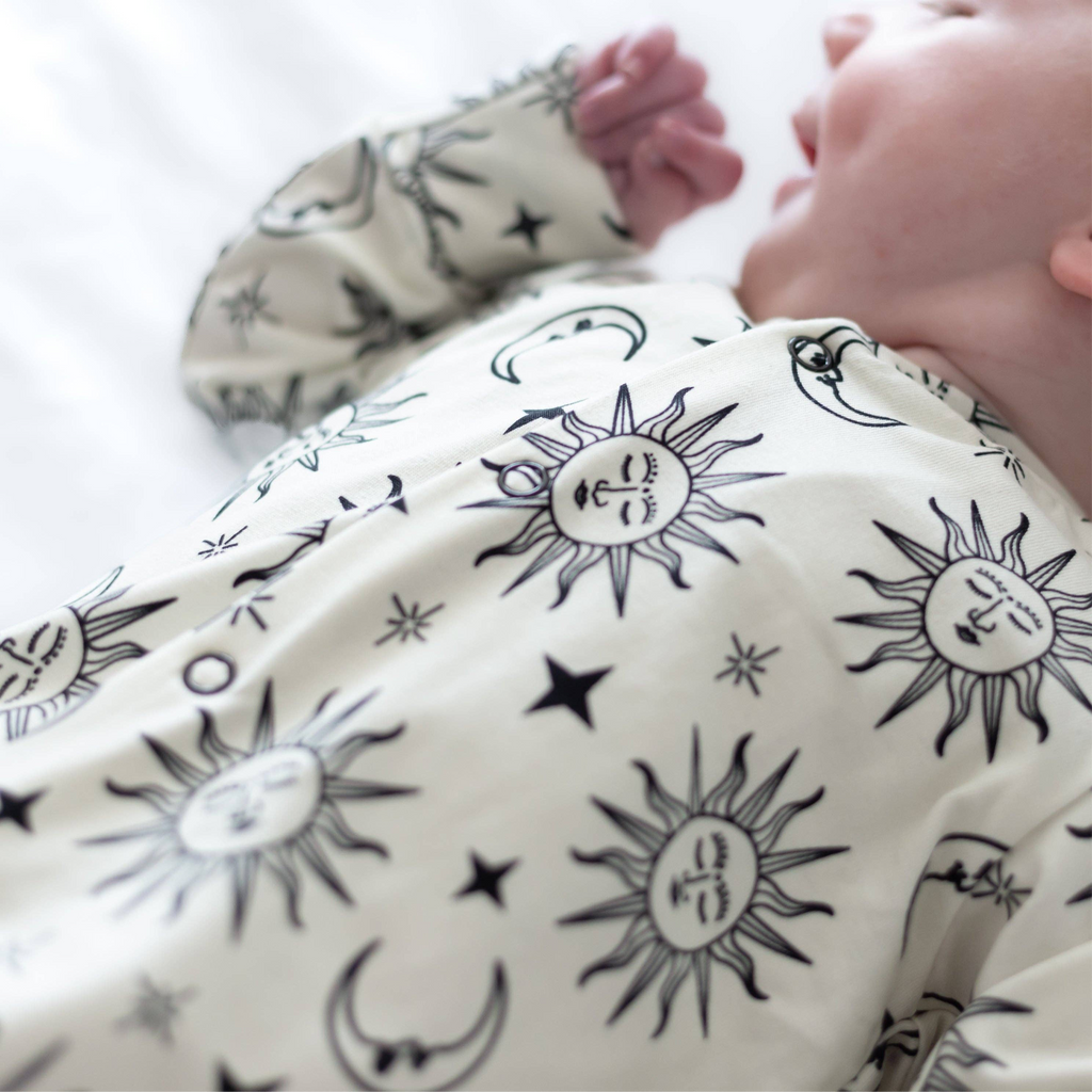 Baby Cotton Sleepsuit - 90's Sun & Moon Print