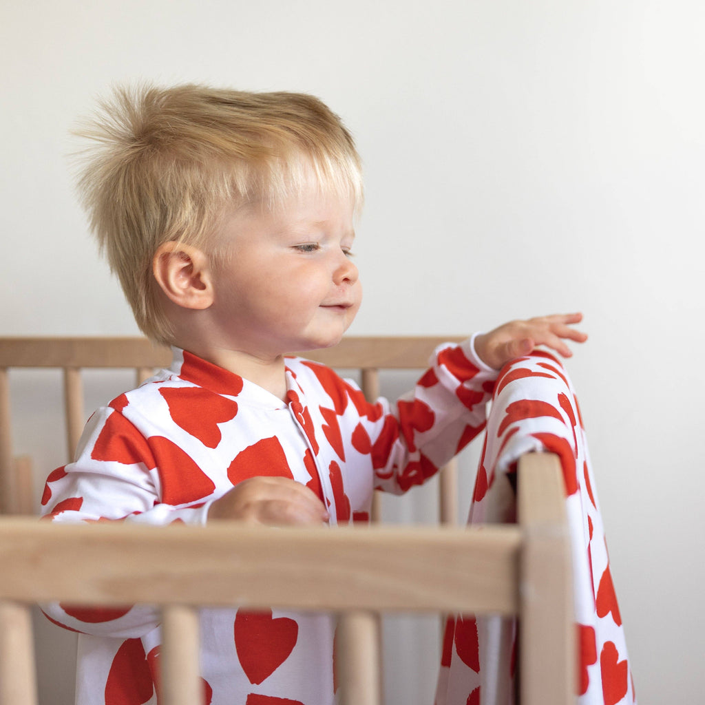 Baby Cotton Sleepsuit - Love Heart Print
