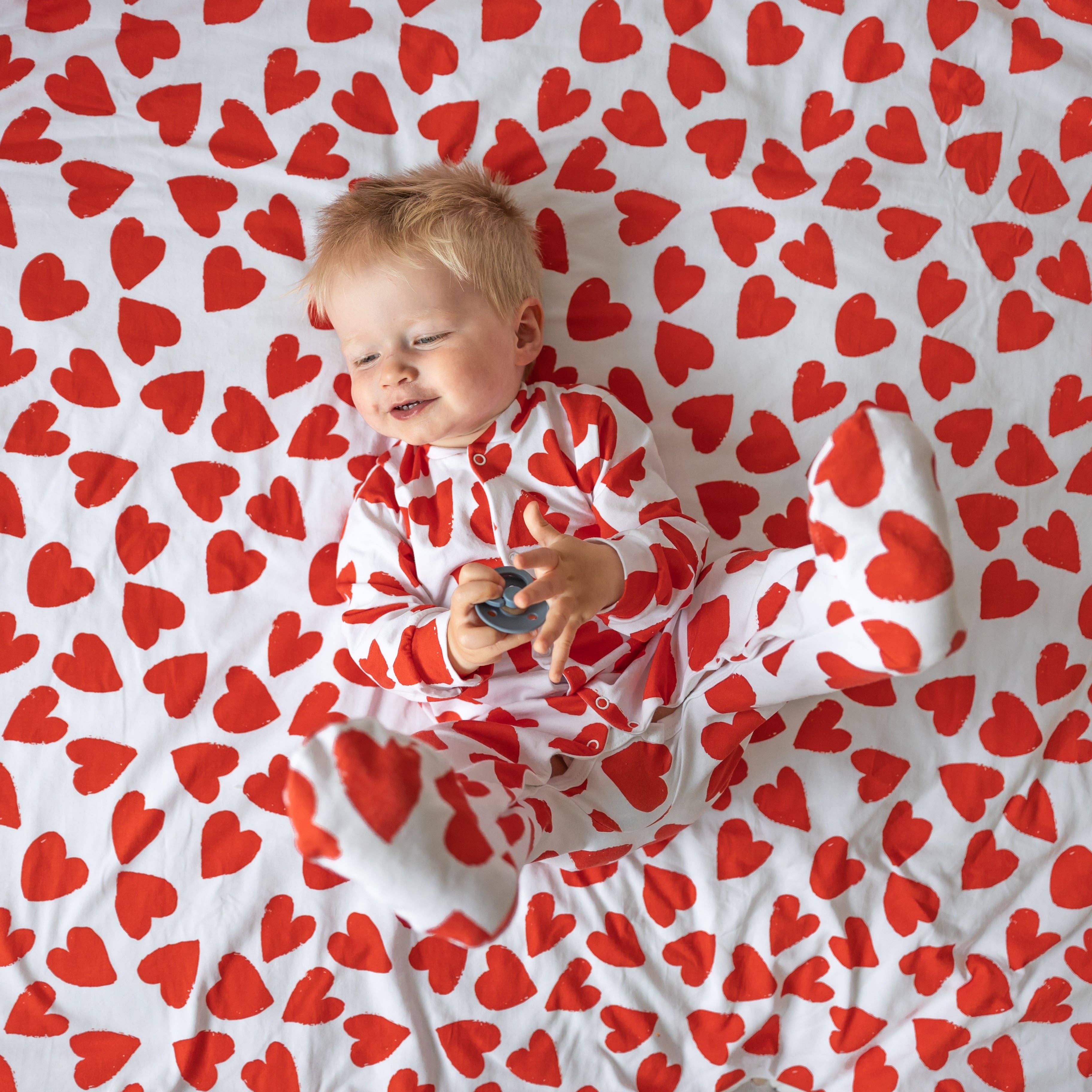 Baby Cotton Sleepsuit - Love Heart Print
