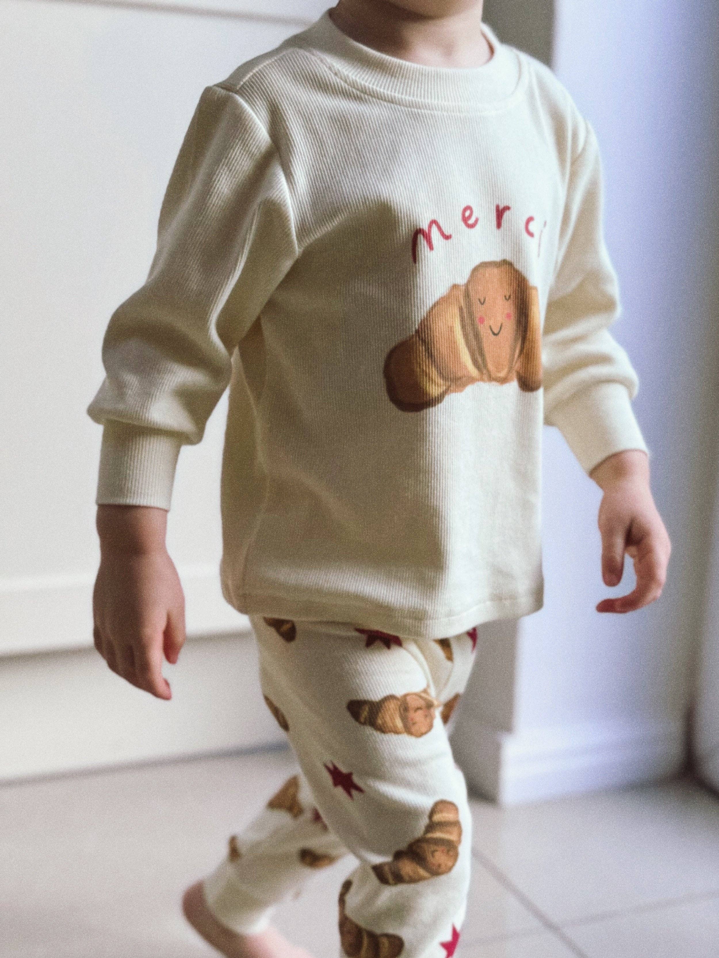 Kids Pyjamas - Merci Croissants Print