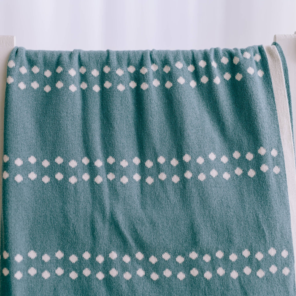 Baby Blanket - Denim Blue Dots