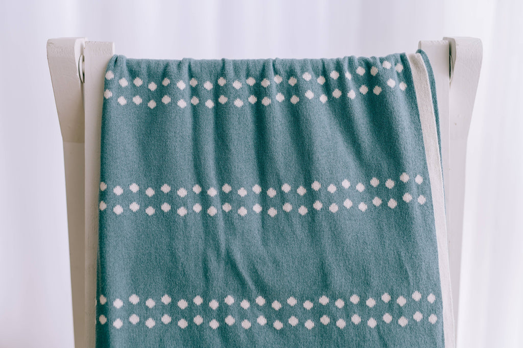 Baby Blanket - Denim Blue Dots
