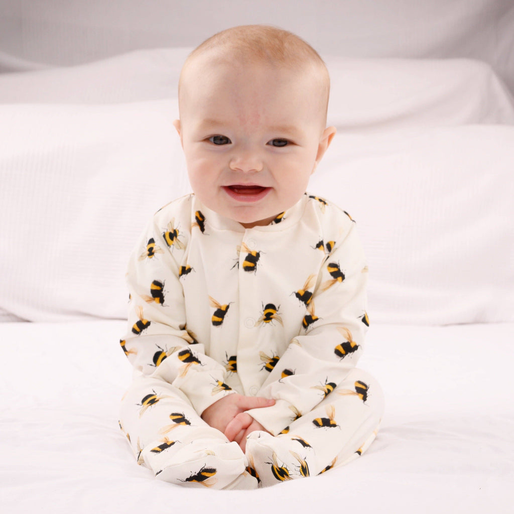 Baby Cotton Sleepsuit – Bee Print