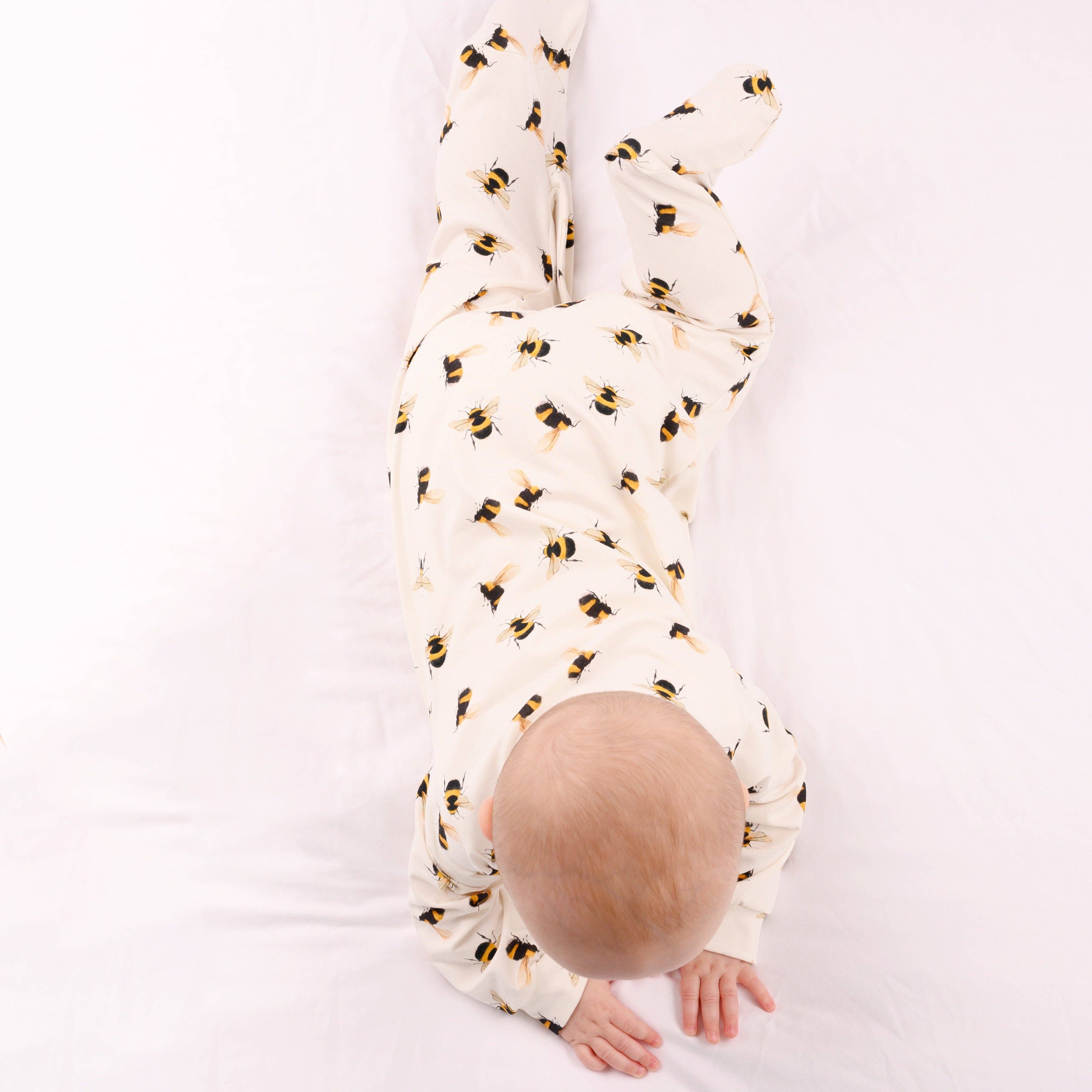 Baby Cotton Sleepsuit – Bee Print
