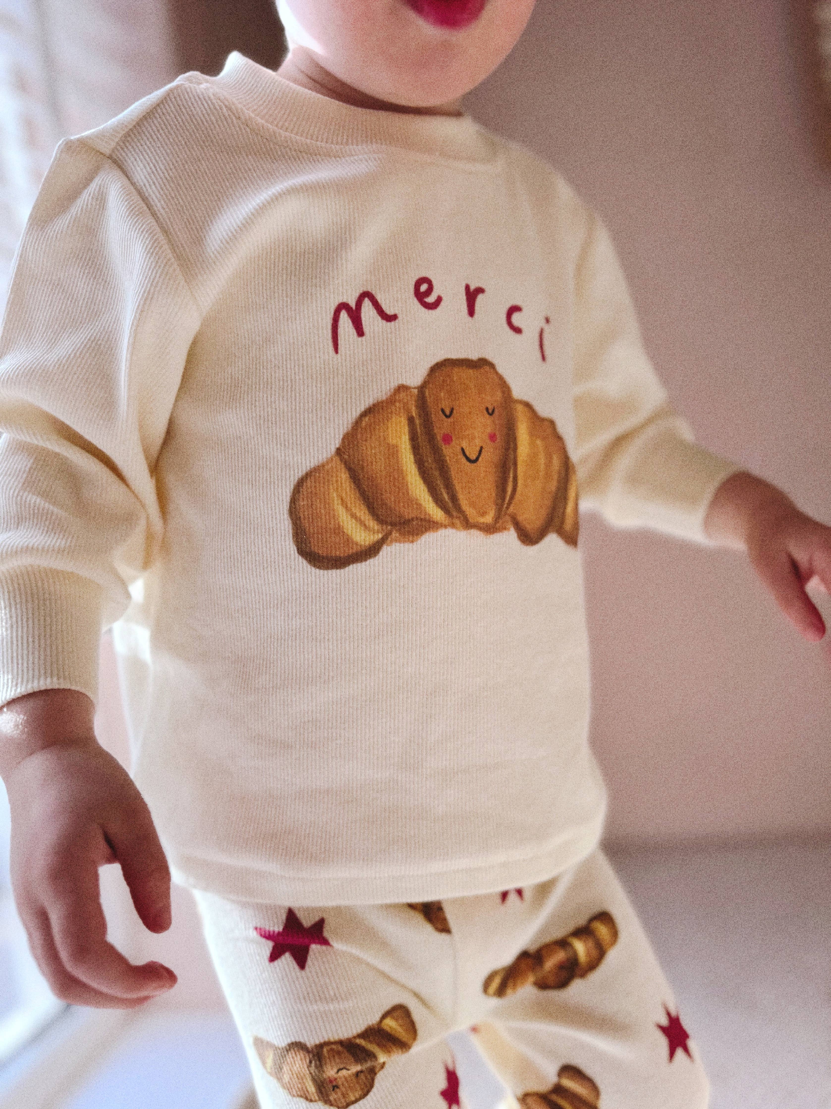 Kids Pyjamas - Merci Croissants Print