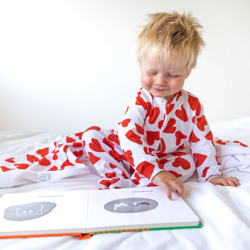 Baby Cotton Sleepsuit - Love Heart Print