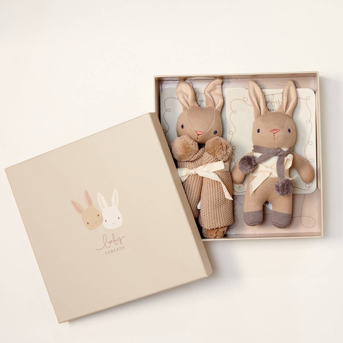 Taupe Bunny Gift Set - Organic Rattle + Comforter