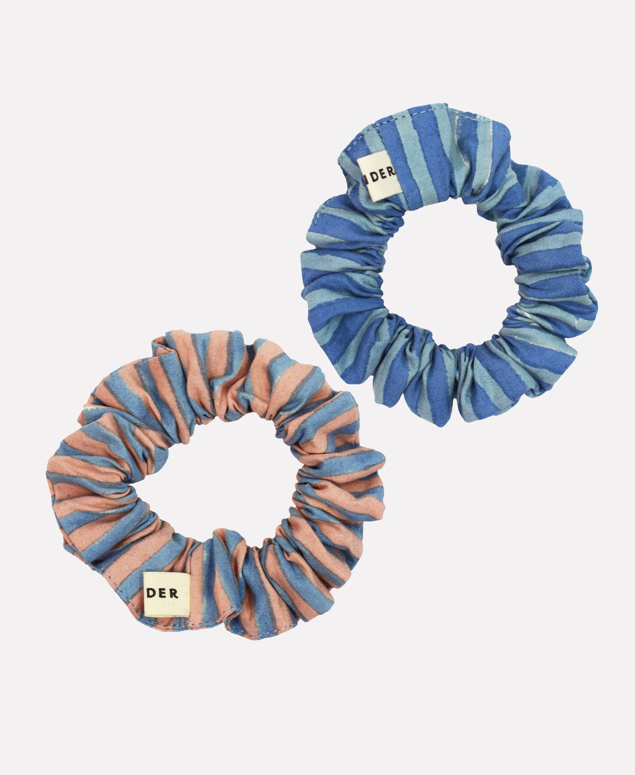 Cotton Mini Scrunchie Duo - Blue Mix