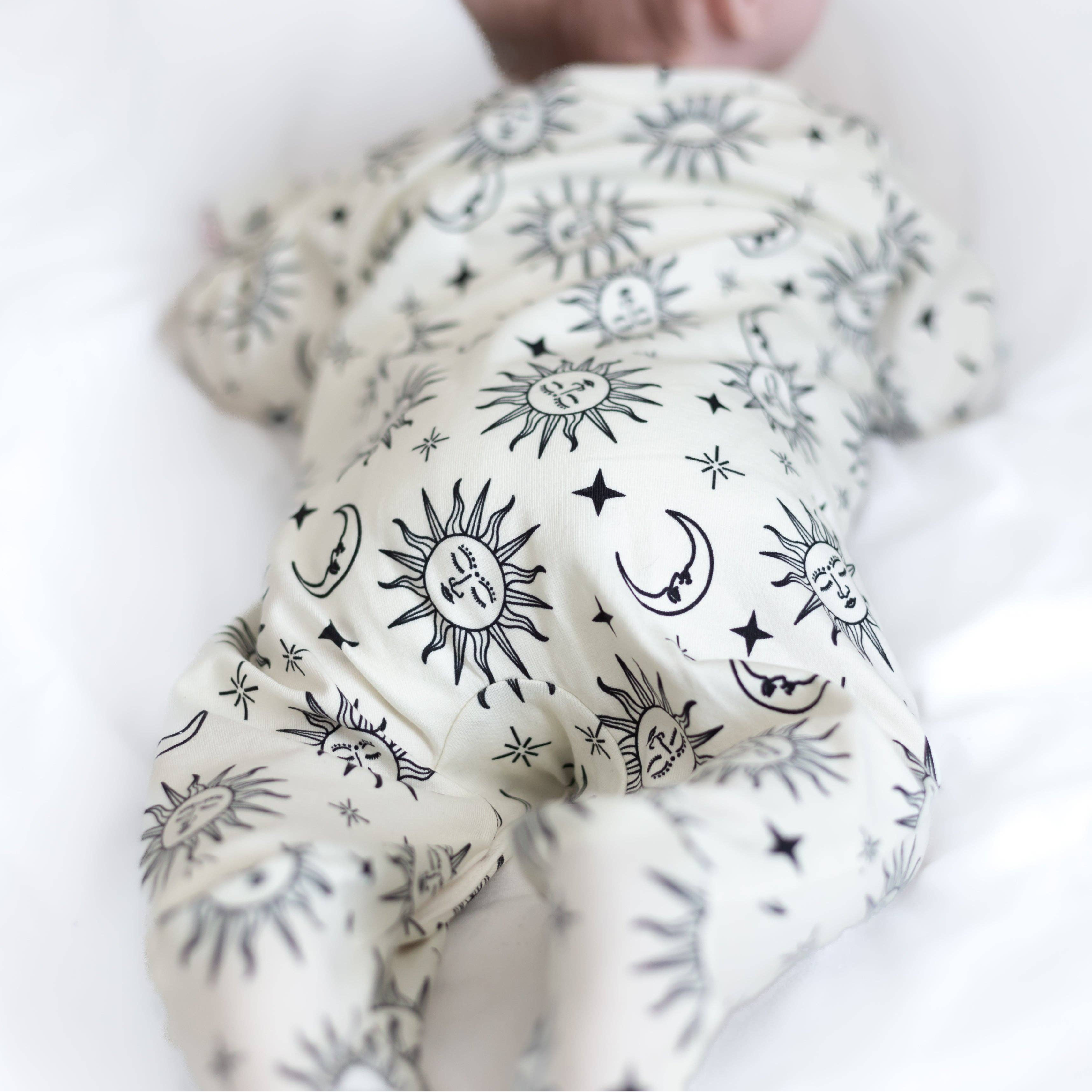Baby Cotton Sleepsuit - 90's Sun & Moon Print