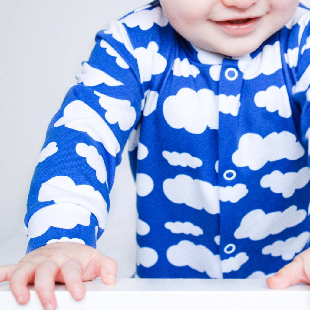 Baby Cotton Sleepsuit – Blue Cloud Print