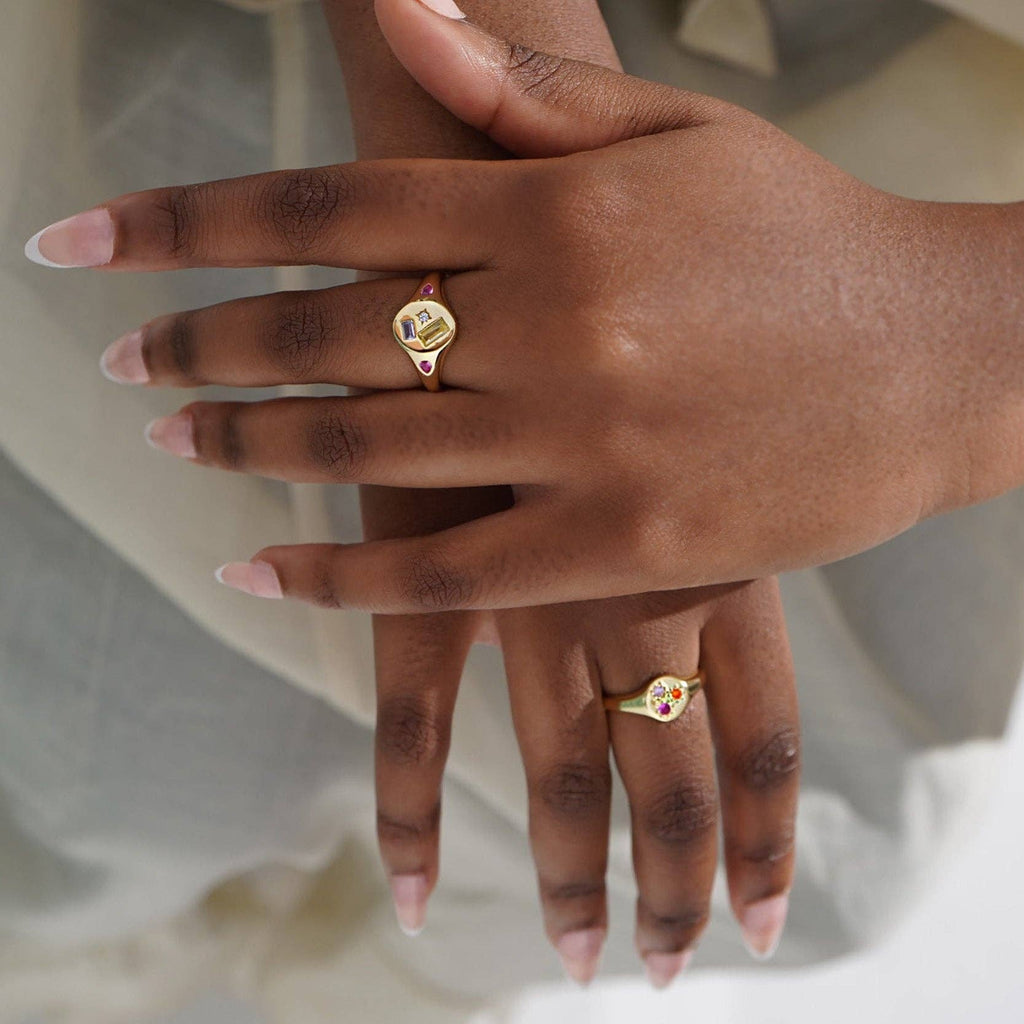 Multi-Stone Jewelled Adjustable Signet Ring