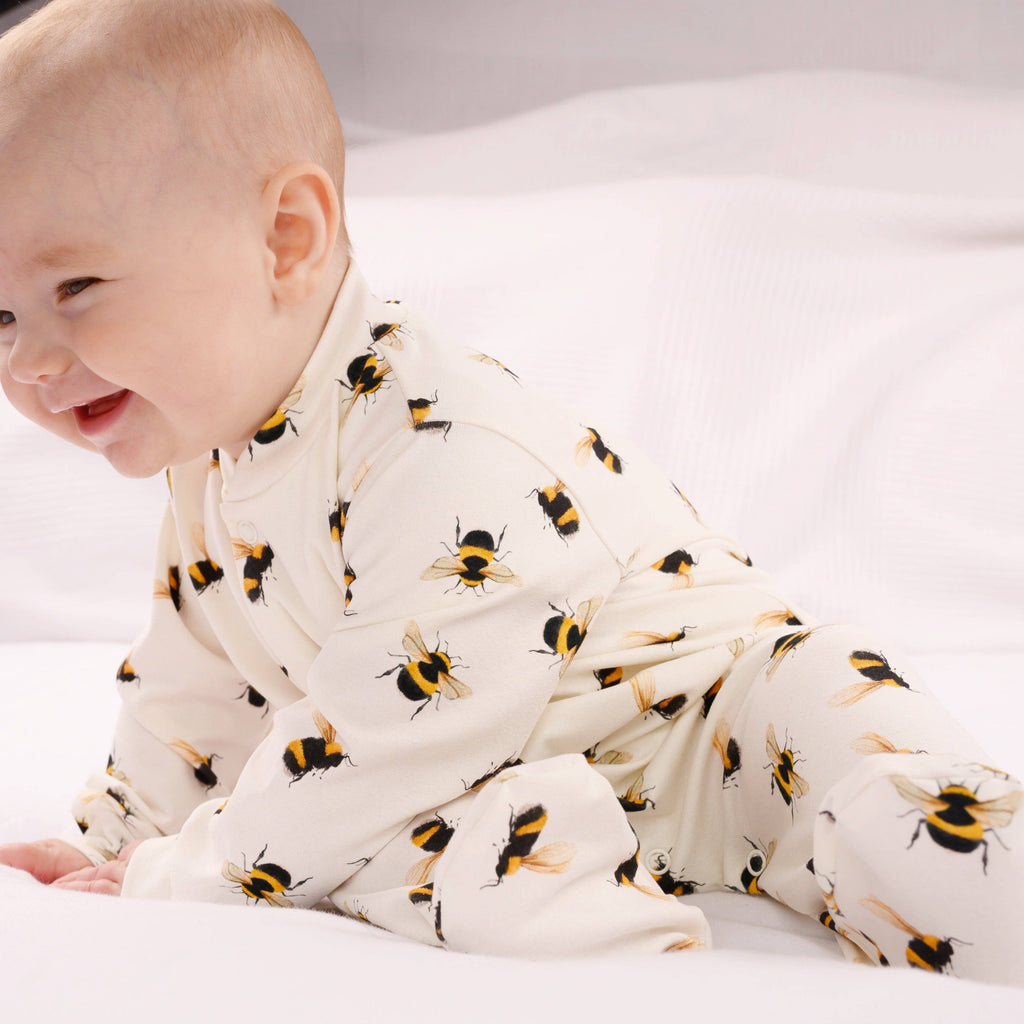 Baby Cotton Sleepsuit – Bee Print