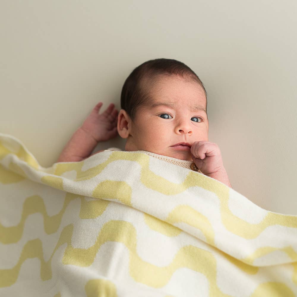 Baby Blanket - Soft Yellow Zigzag