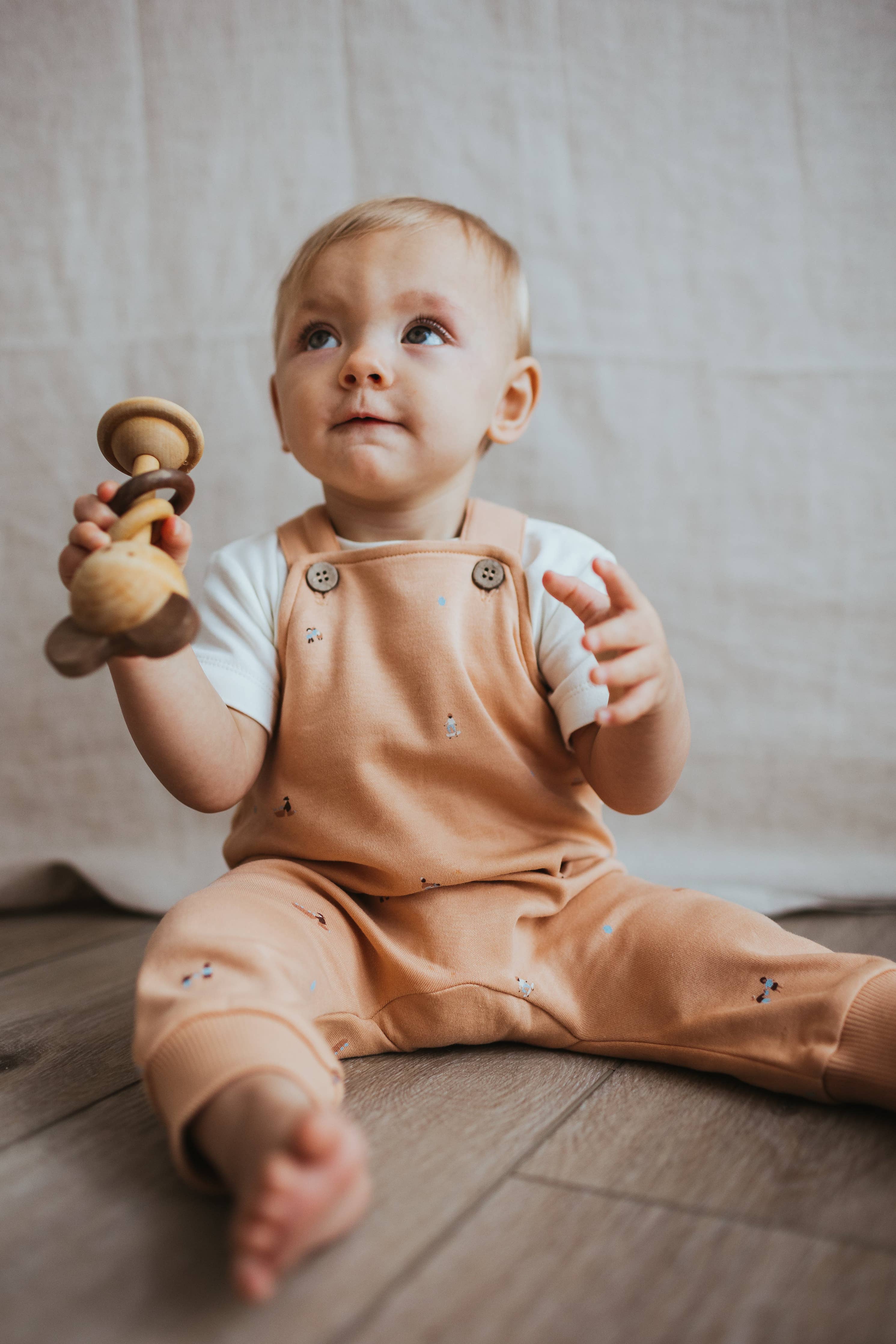 Organic Cotton Dungarees in Clay
