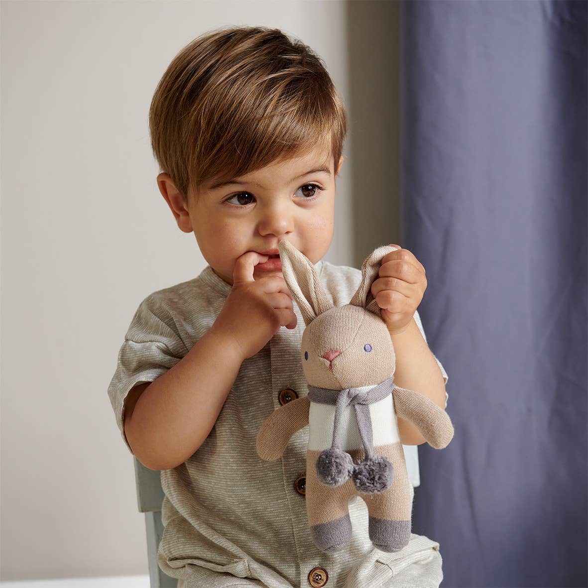 Taupe Bunny Gift Set - Organic Rattle + Comforter