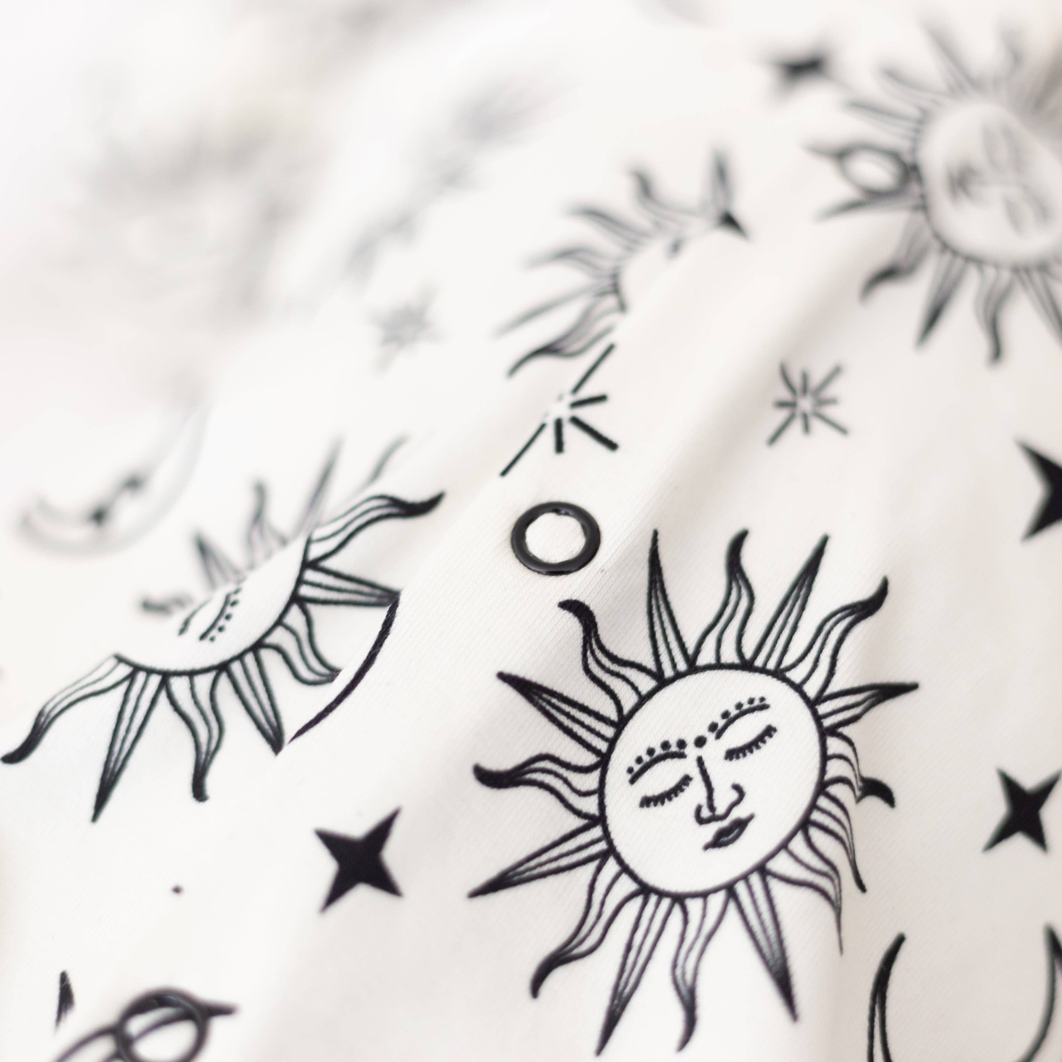 Baby Cotton Sleepsuit - 90's Sun & Moon Print