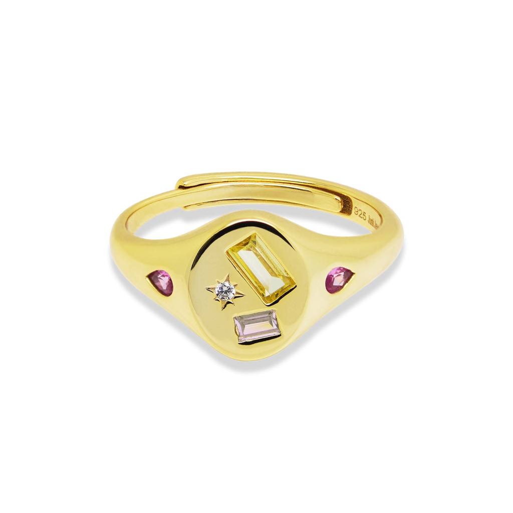 Multi-Stone Jewelled Adjustable Signet Ring