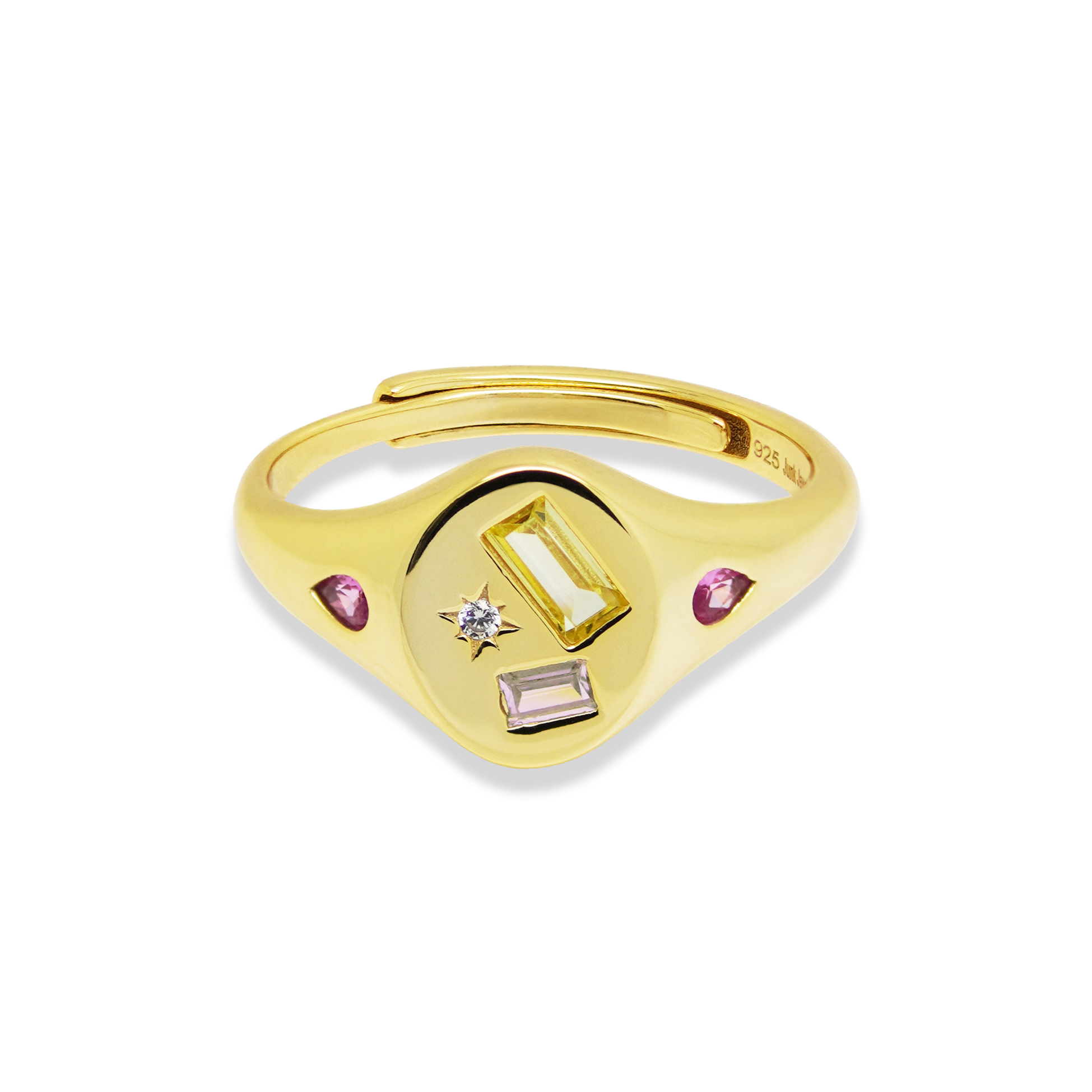 Multi-Stone Jewelled Adjustable Signet Ring