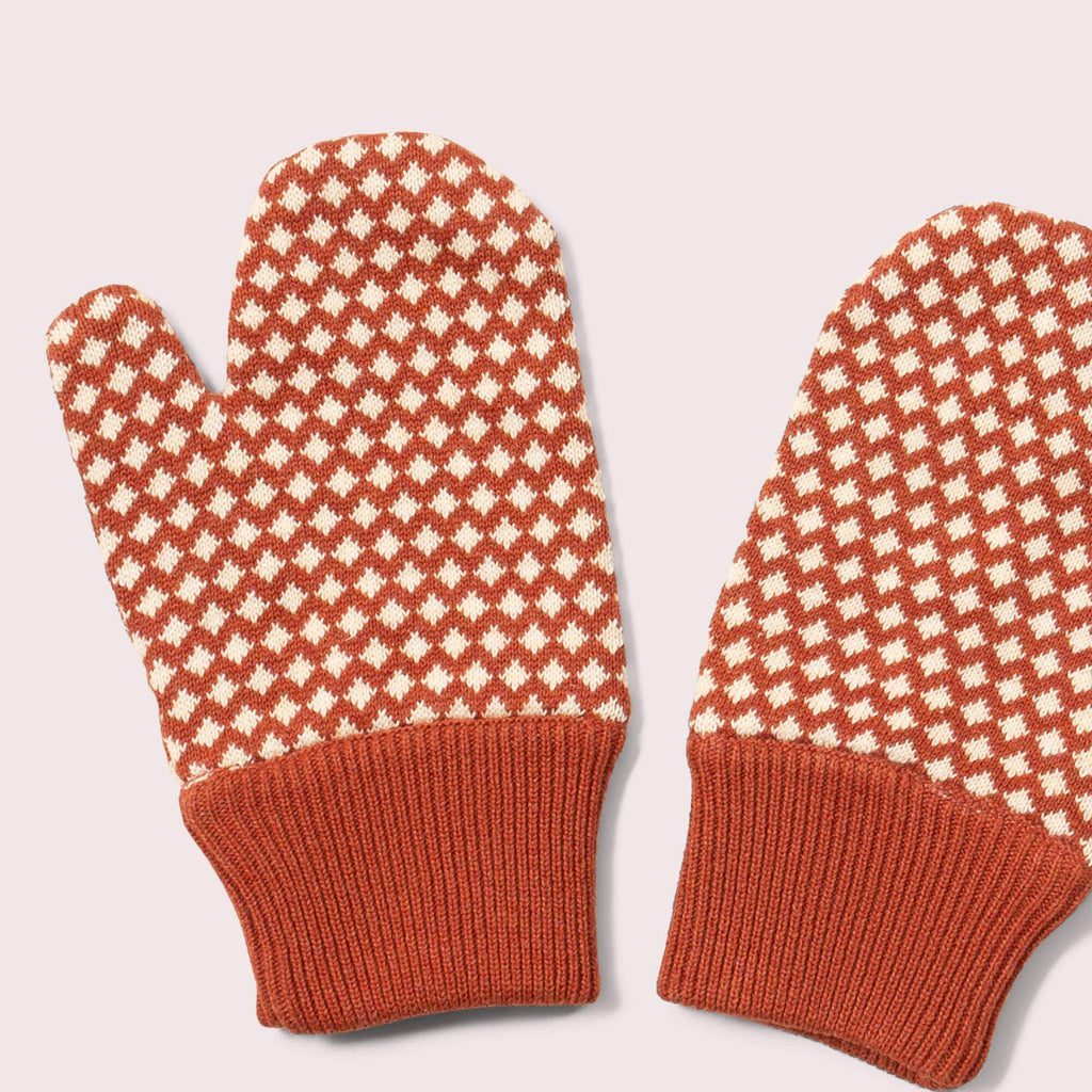 Ginger Diamonds Knitted Mittens