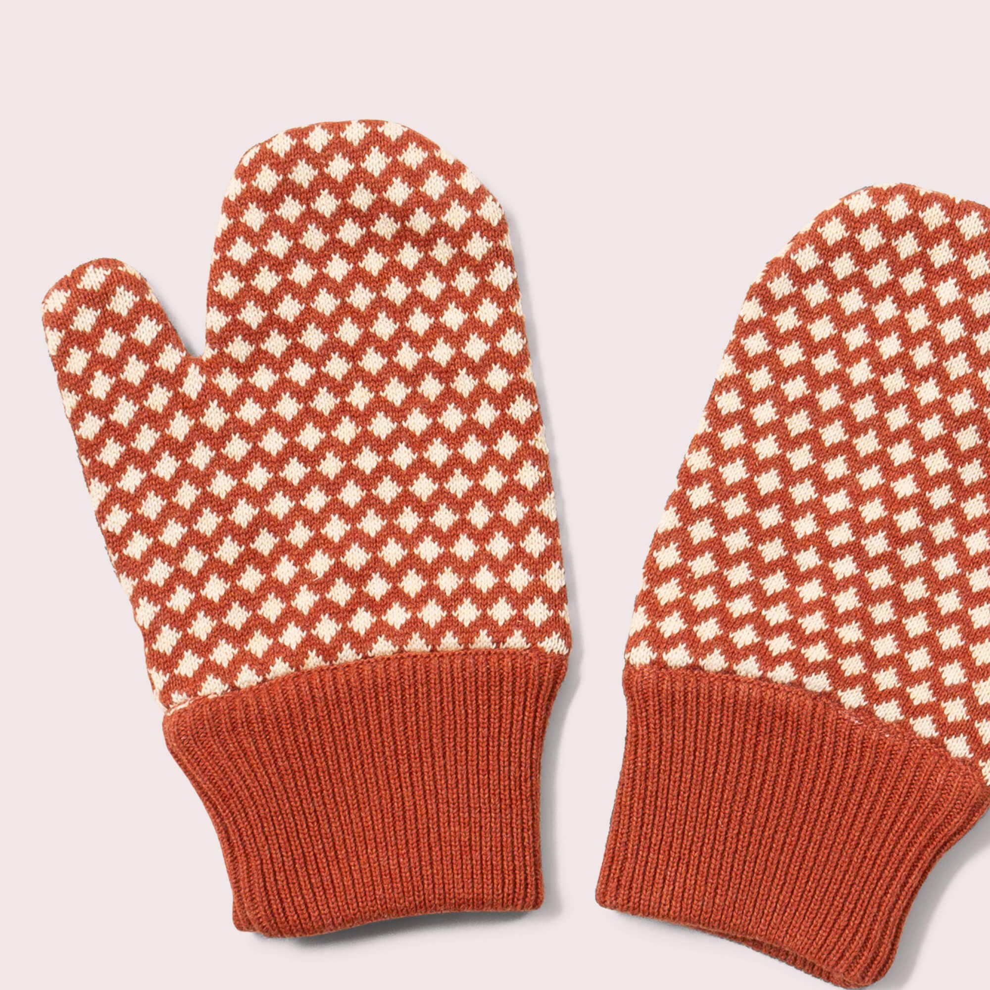 Ginger Diamonds Knitted Mittens