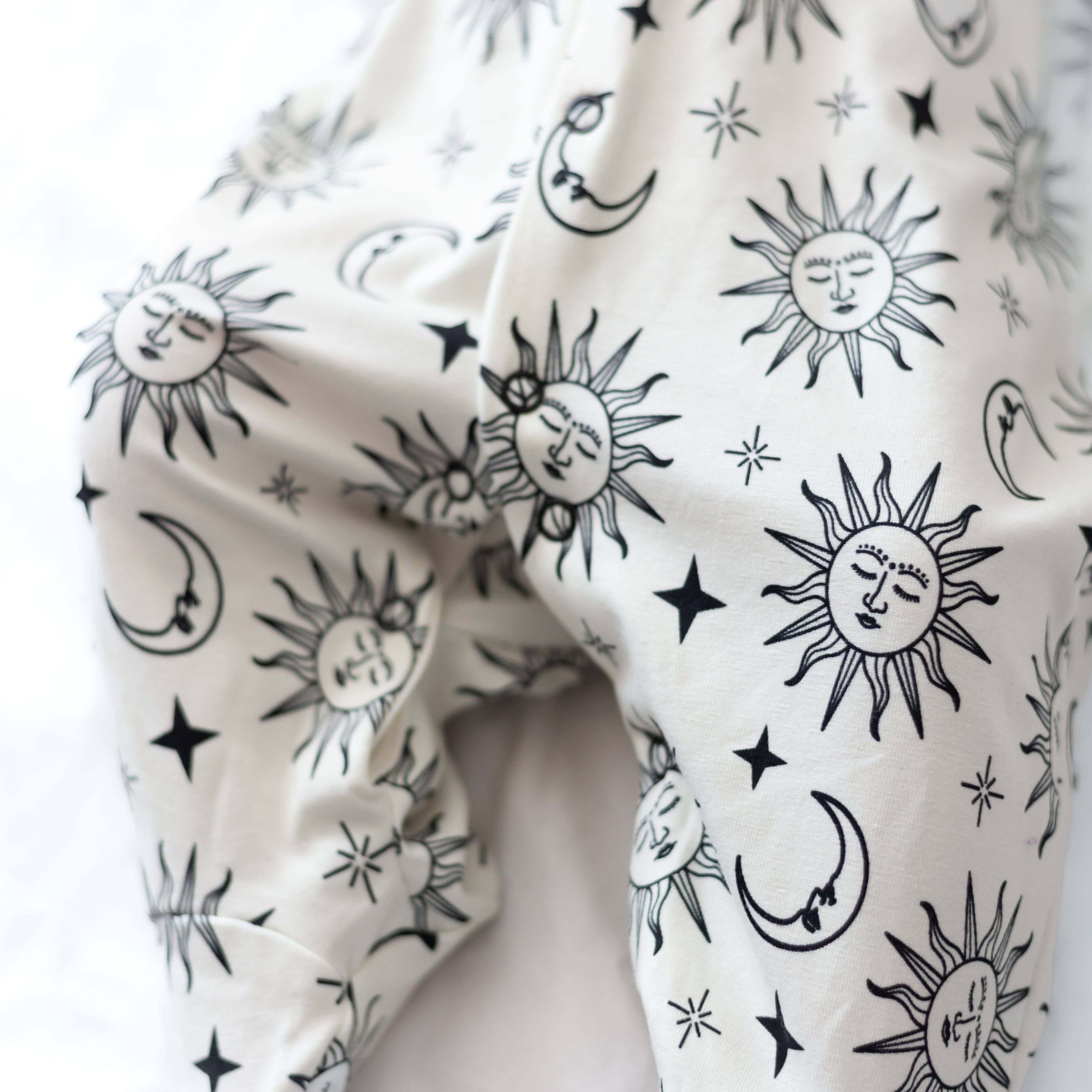 Baby Cotton Sleepsuit - 90's Sun & Moon Print