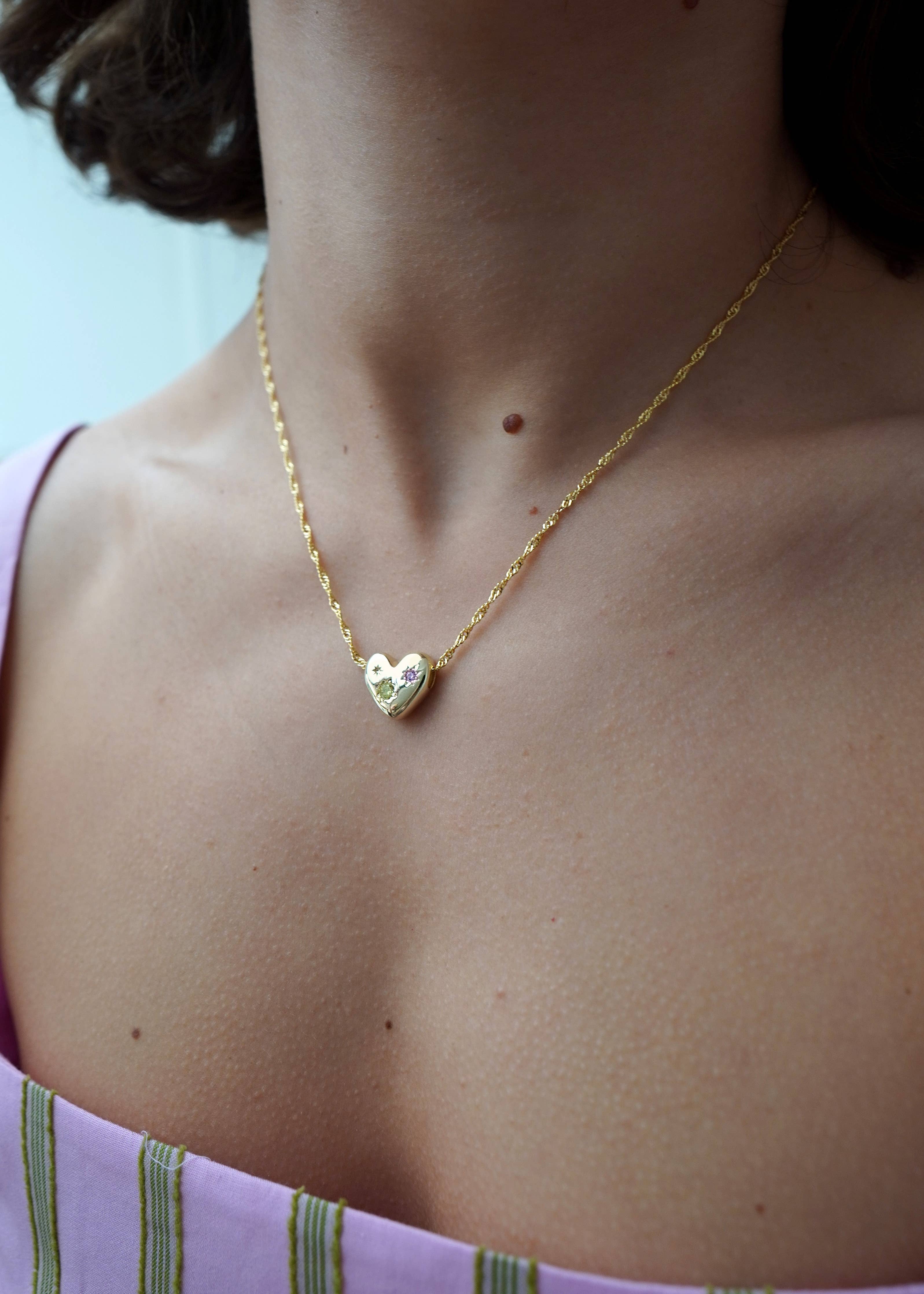 Chunky Floating Heart Necklace