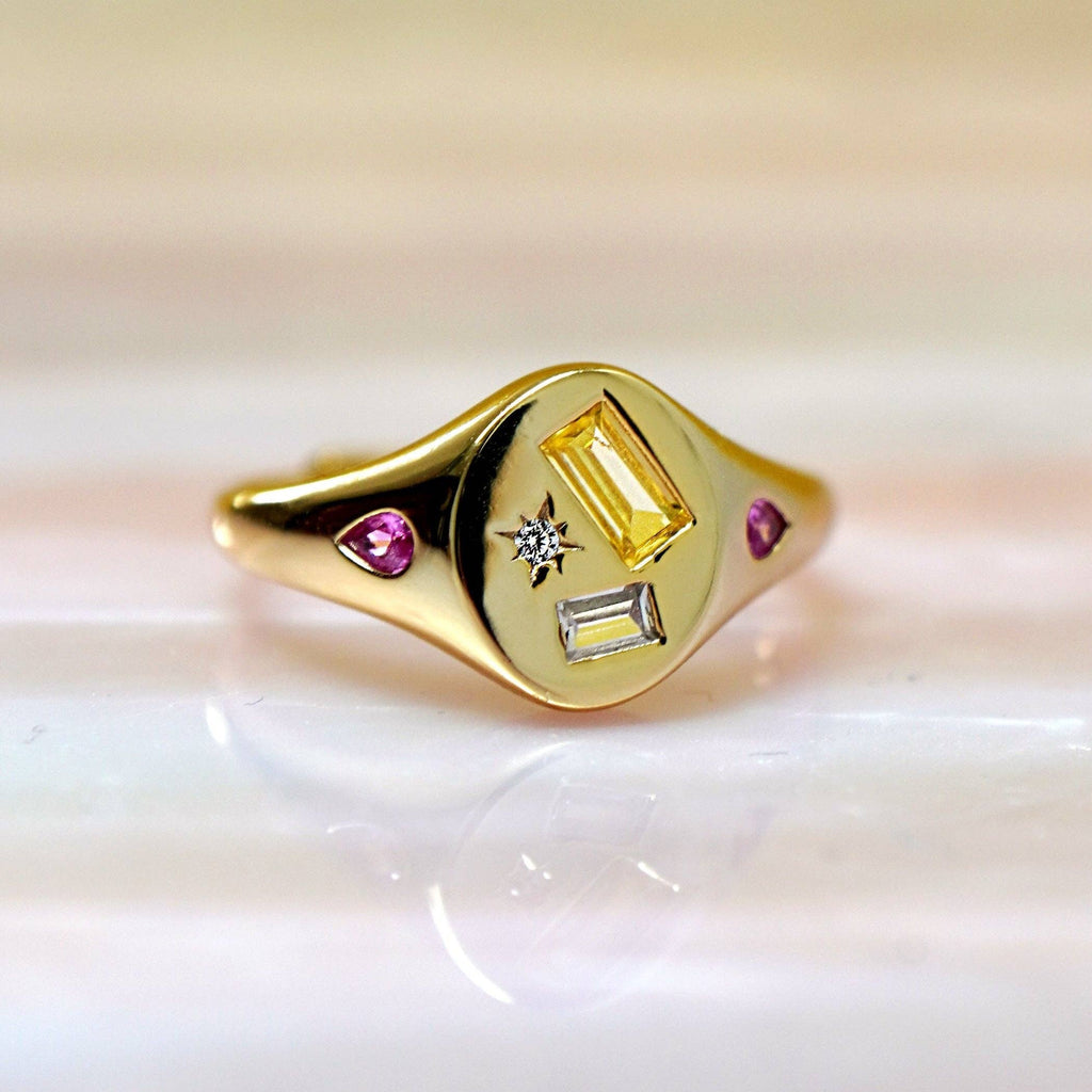 Multi-Stone Jewelled Adjustable Signet Ring