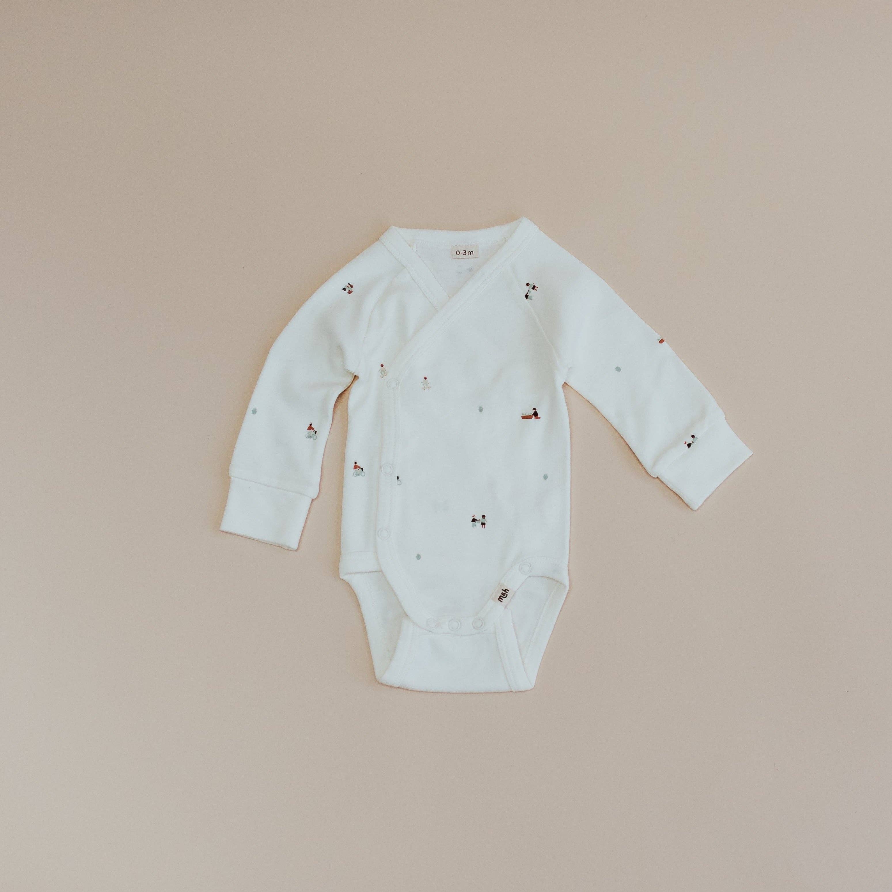 Organic Cotton Wrap Over Long Sleeve Bodysuit Sandstone