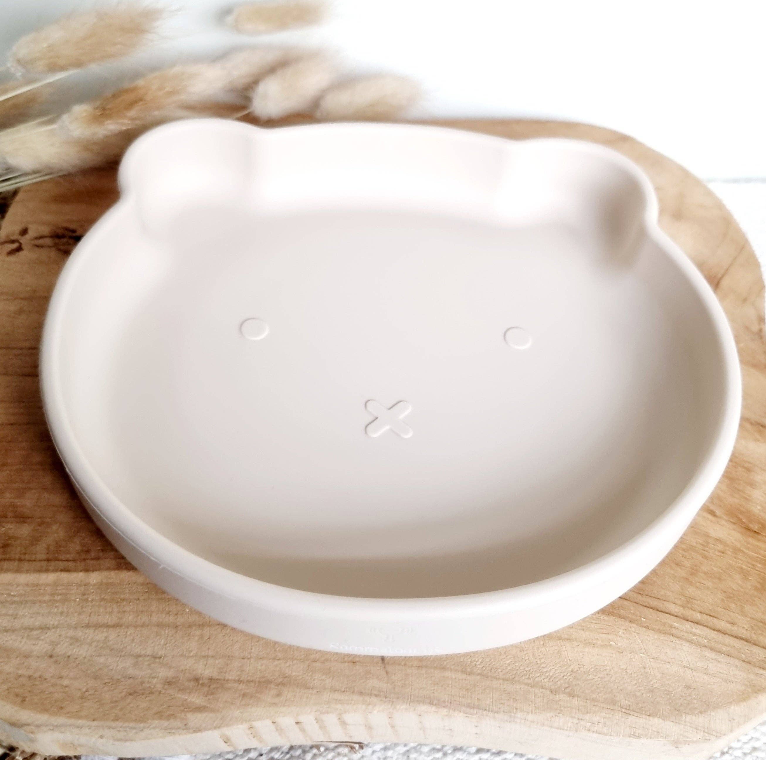 Silicone Bear Plate - Beige