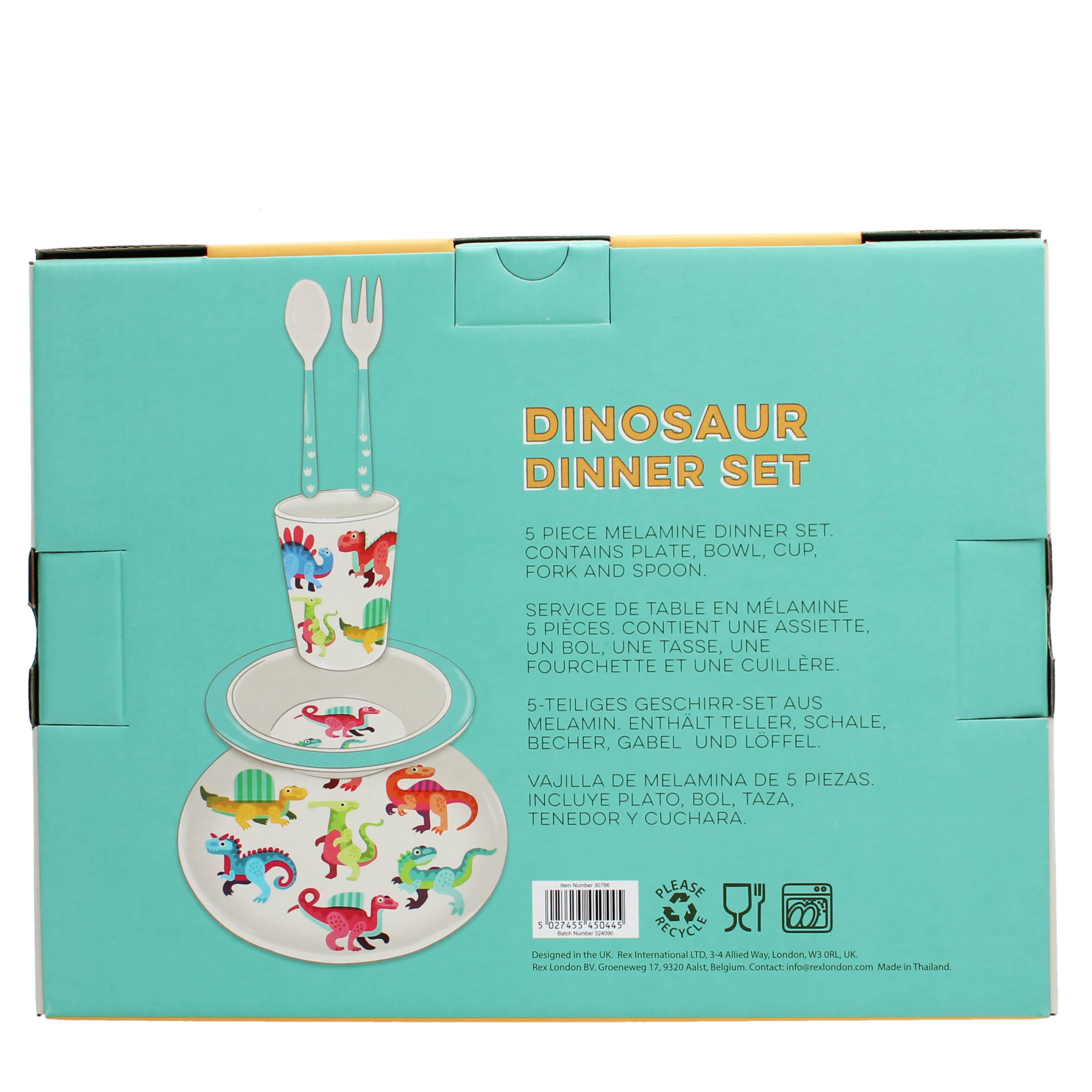 Melamine Dinner 5 Piece Dinner Set - Baby Dinos