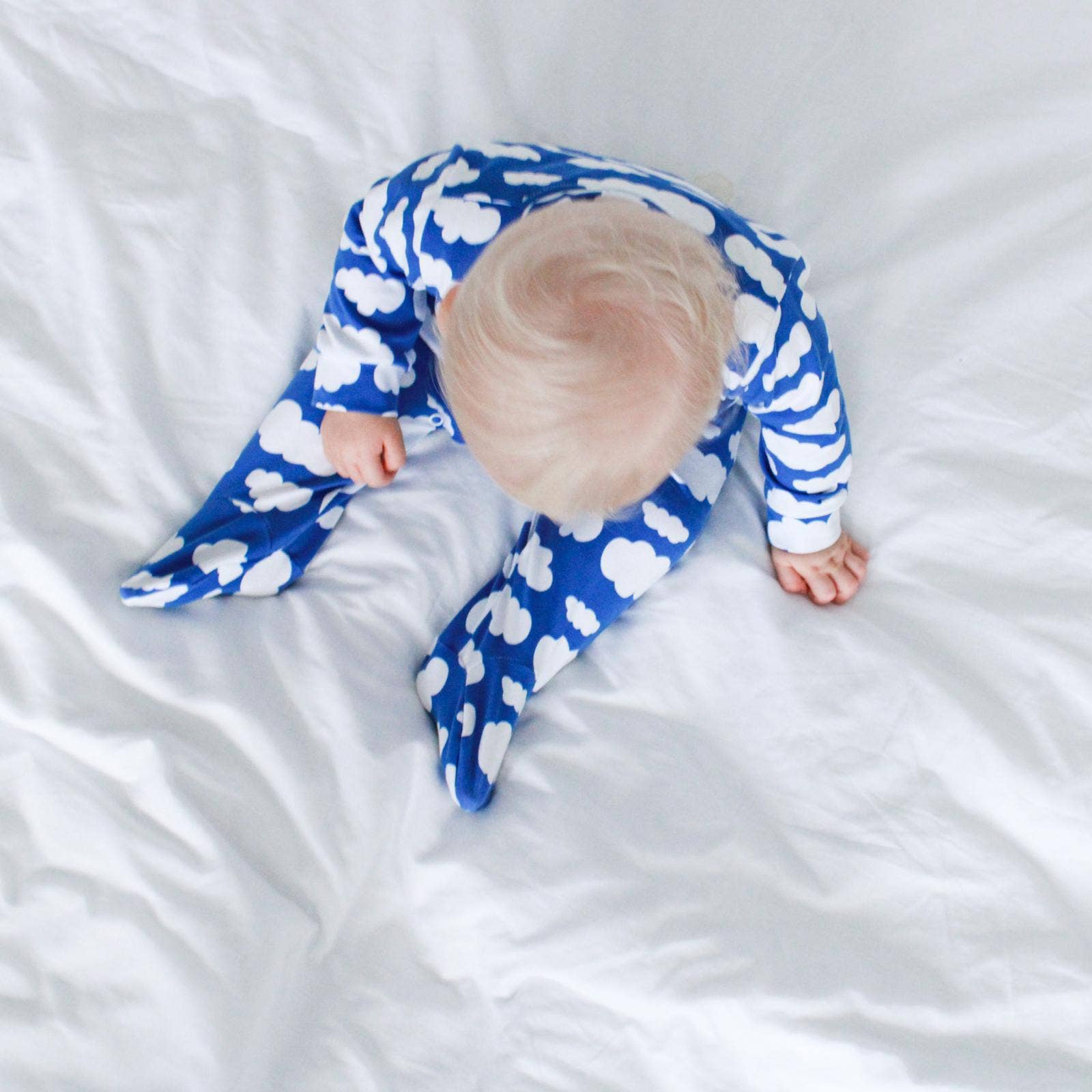 Baby Cotton Sleepsuit – Blue Cloud Print