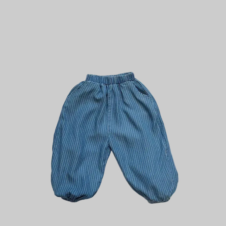 Baggy Striped Denim Trousers