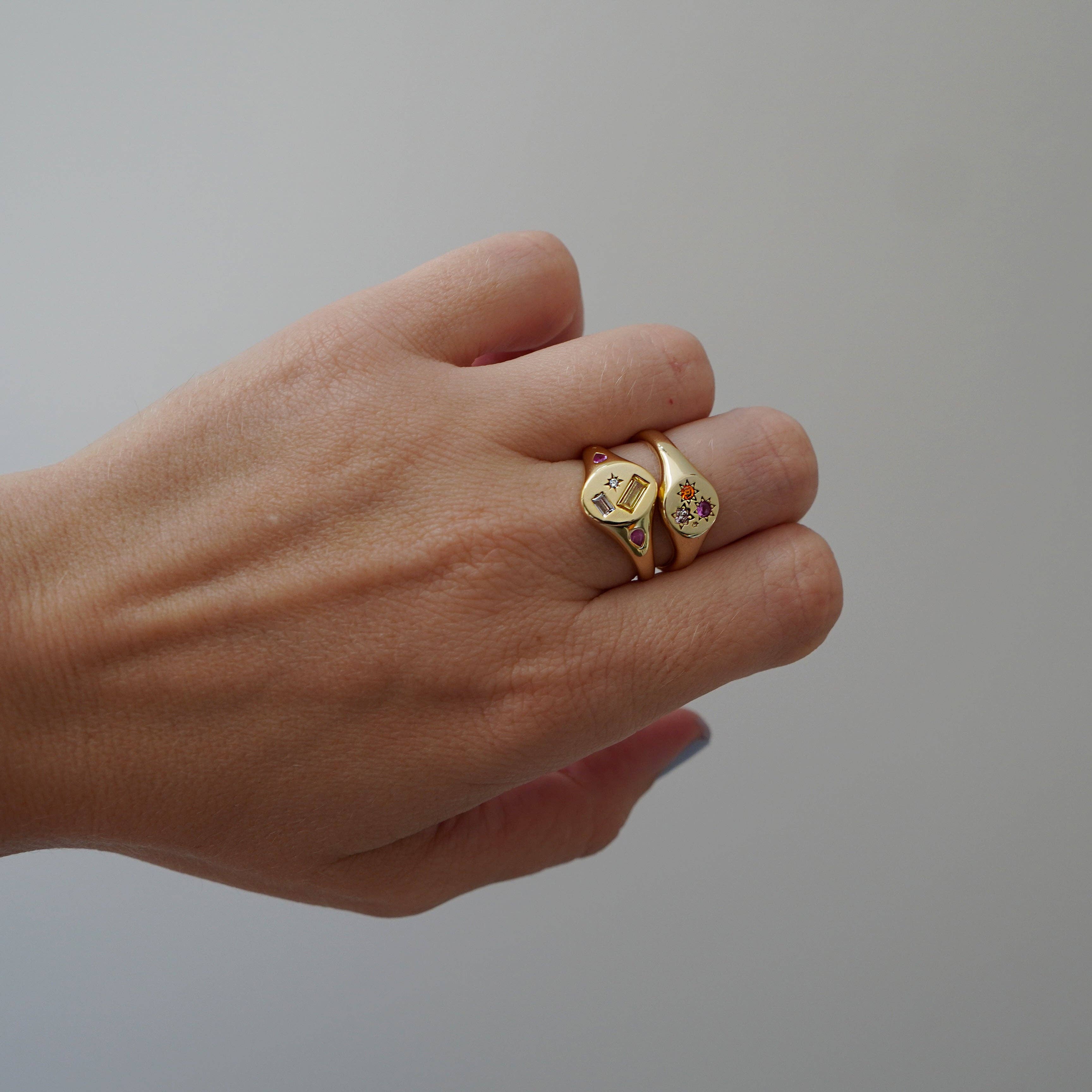 Multi-Stone Jewelled Adjustable Signet Ring