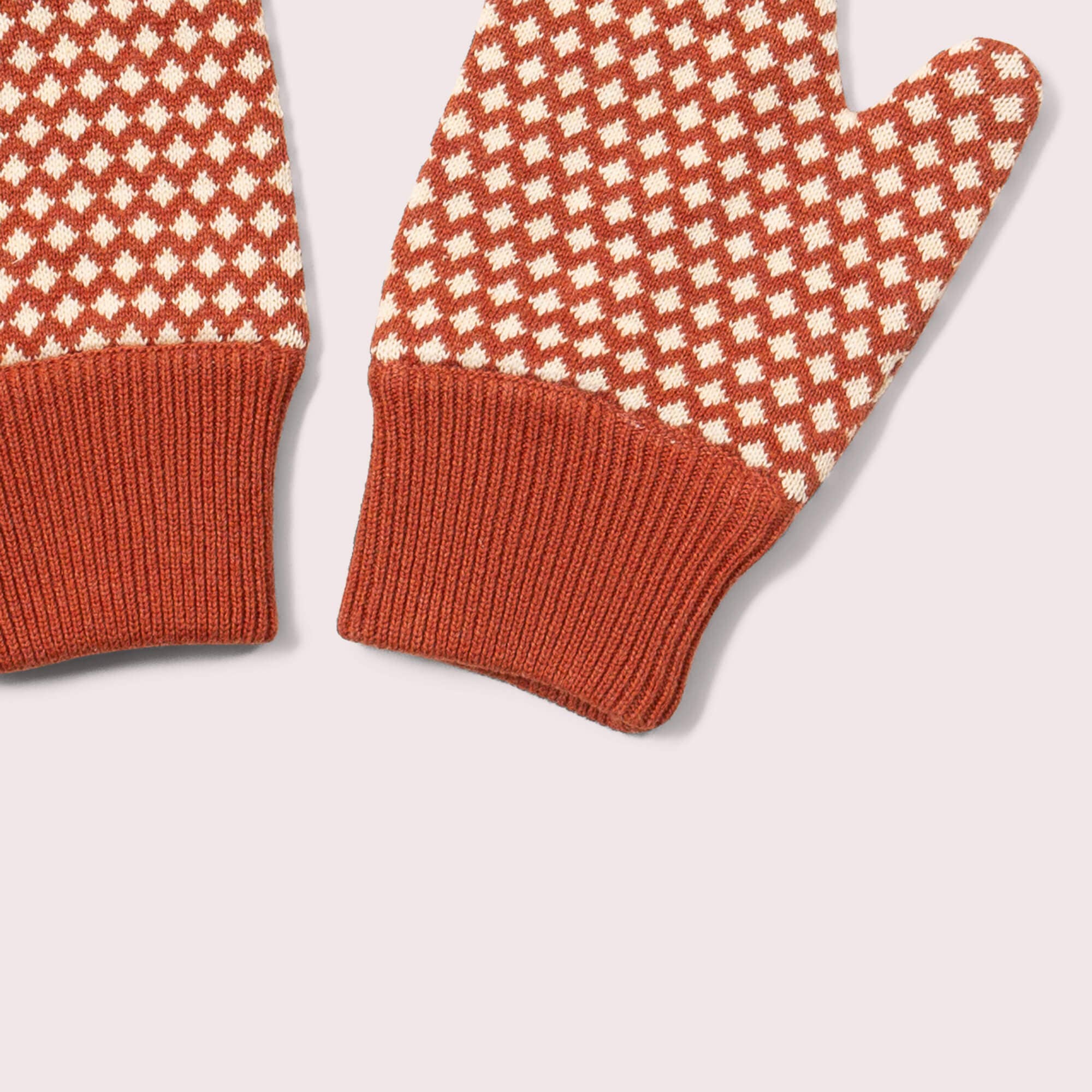 Ginger Diamonds Knitted Mittens