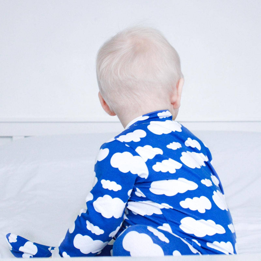 Baby Cotton Sleepsuit – Blue Cloud Print
