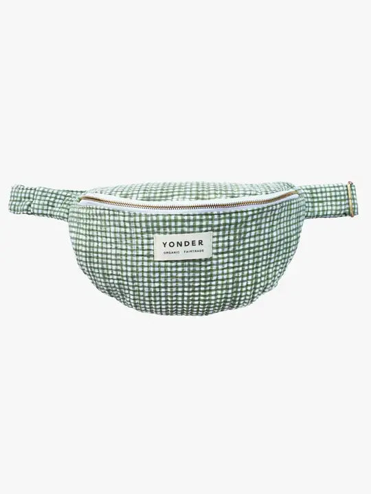 Organic Cotton Bum Bag - Check - Fern